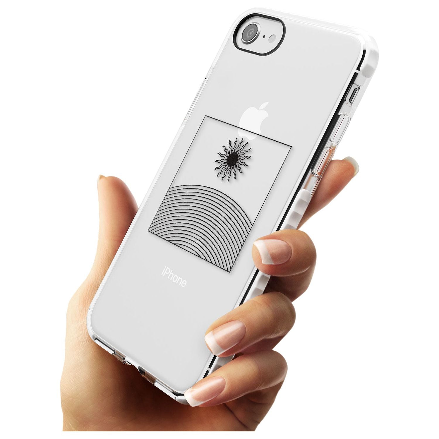Framed Linework: Rising Sun Slim TPU Phone Case for iPhone SE 8 7 Plus