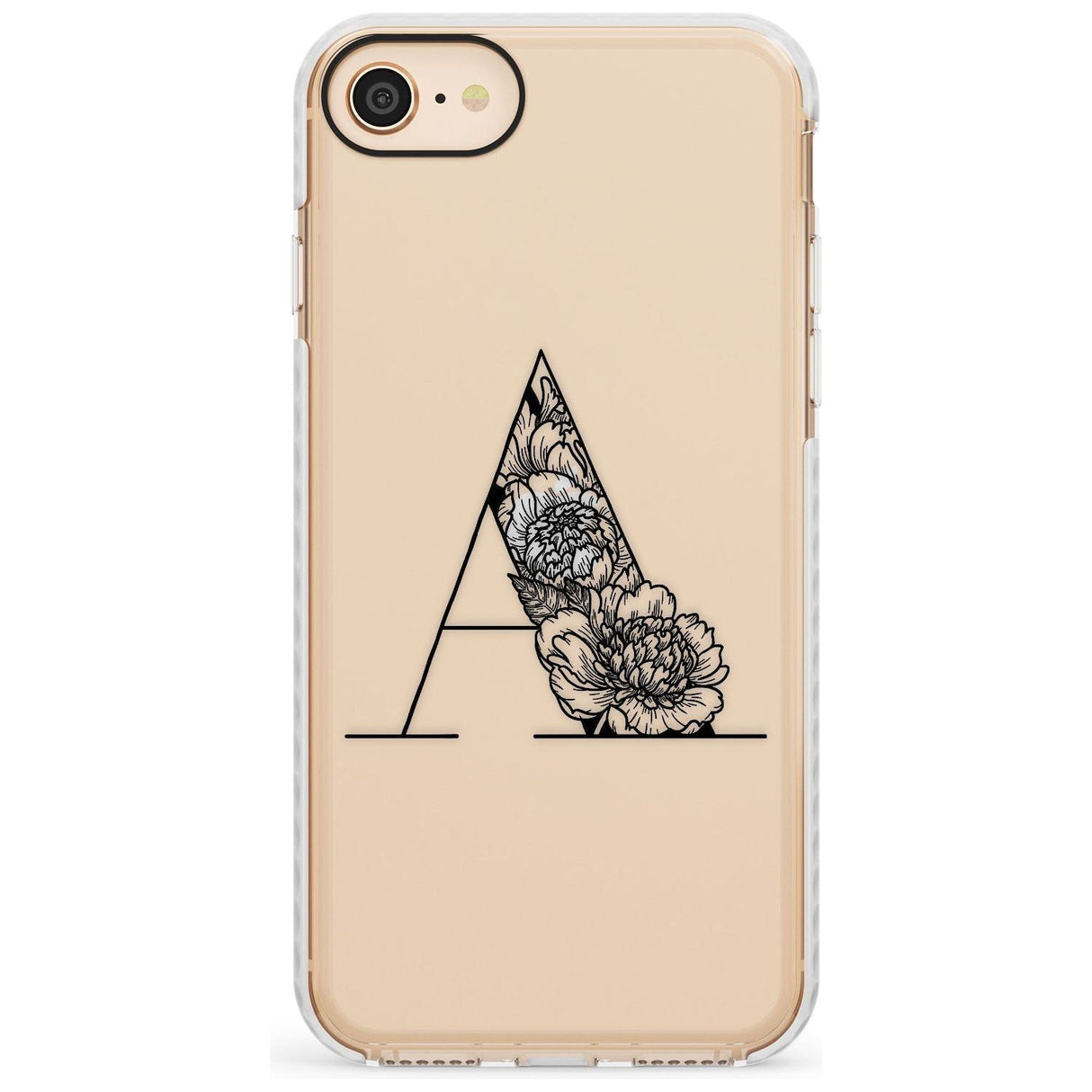 Floral Monogram Letter Slim TPU Phone Case for iPhone SE 8 7 Plus