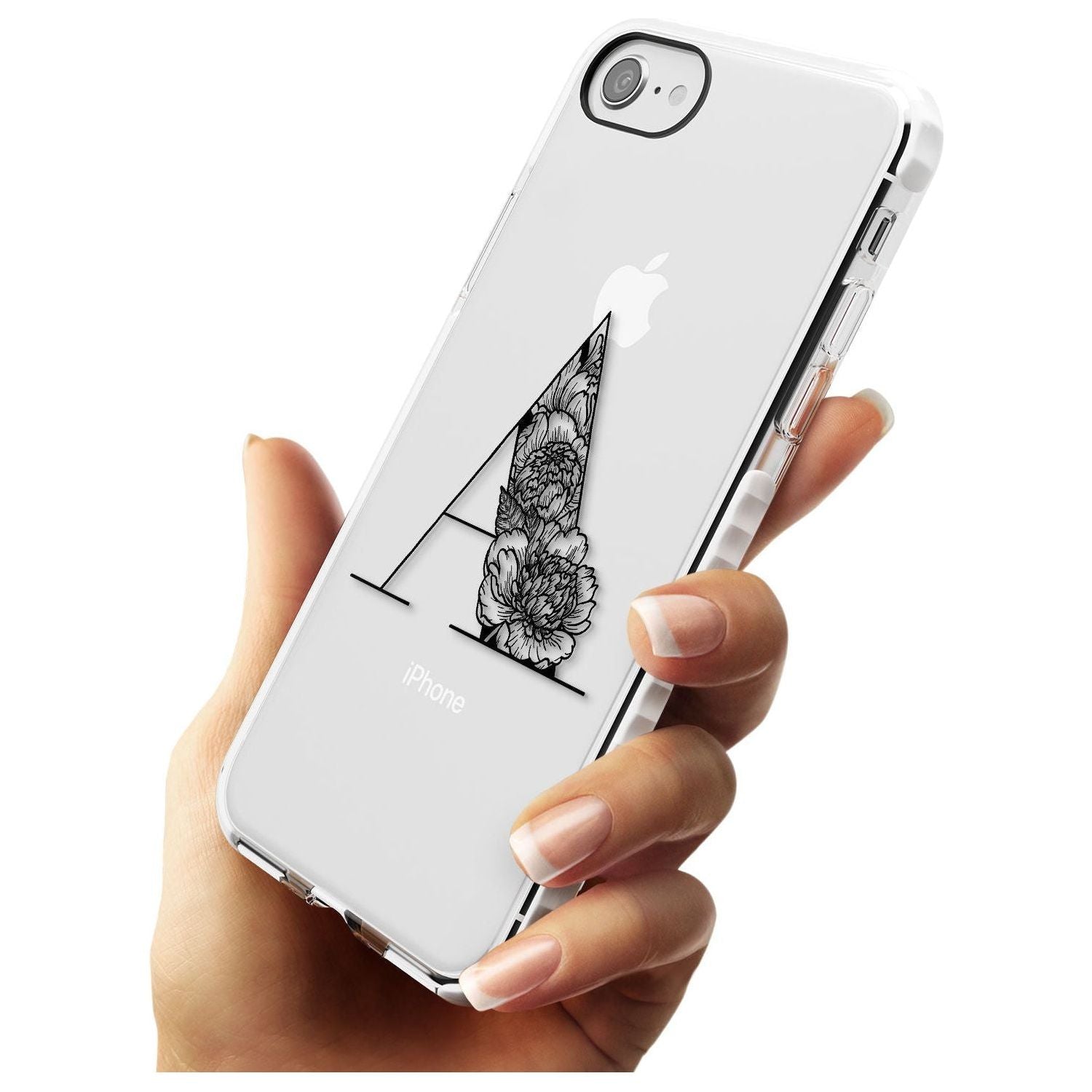 Floral Monogram Letter Slim TPU Phone Case for iPhone SE 8 7 Plus