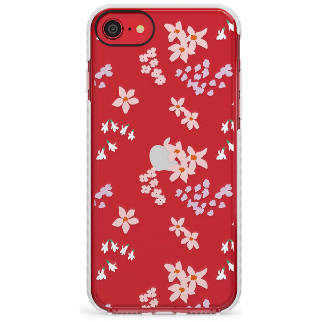 Pink & Purple Flower Mix: Clear Slim TPU Phone Case for iPhone SE 8 7 Plus