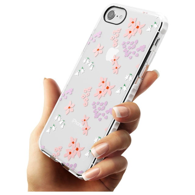 Pink & Purple Flower Mix: Clear Slim TPU Phone Case for iPhone SE 8 7 Plus