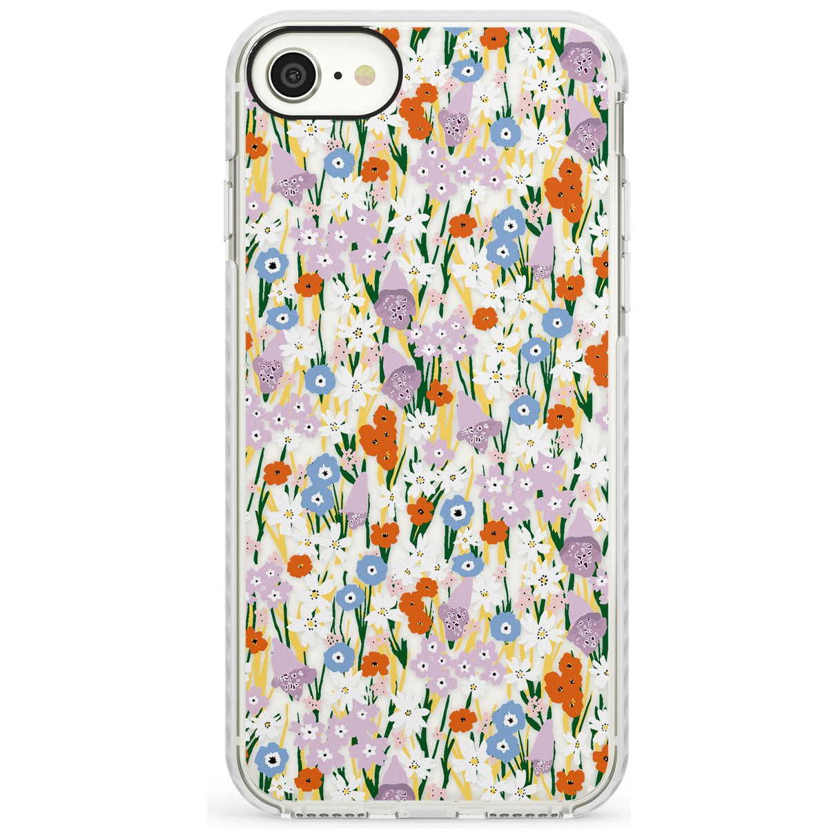 Energetic Floral Mix: Transparent Slim TPU Phone Case for iPhone SE 8 7 Plus