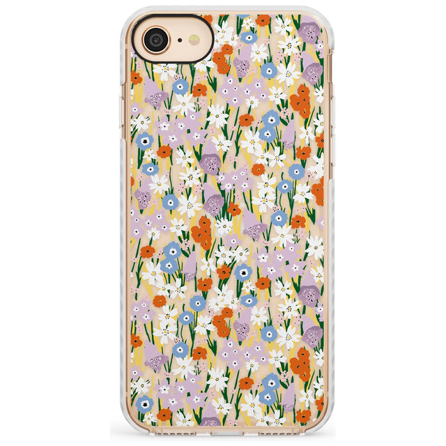 Energetic Floral Mix: Transparent Slim TPU Phone Case for iPhone SE 8 7 Plus
