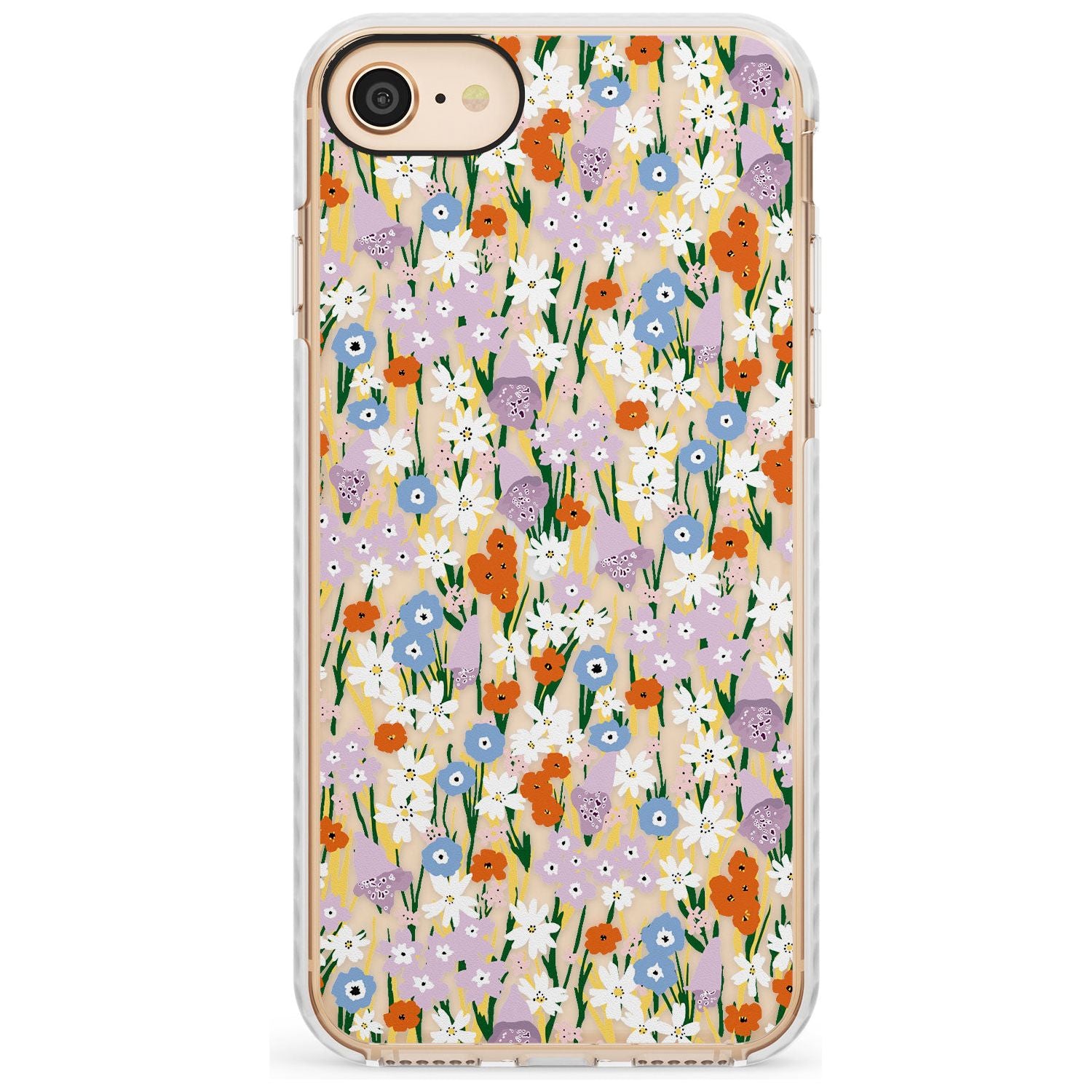 Energetic Floral Mix: Transparent Slim TPU Phone Case for iPhone SE 8 7 Plus