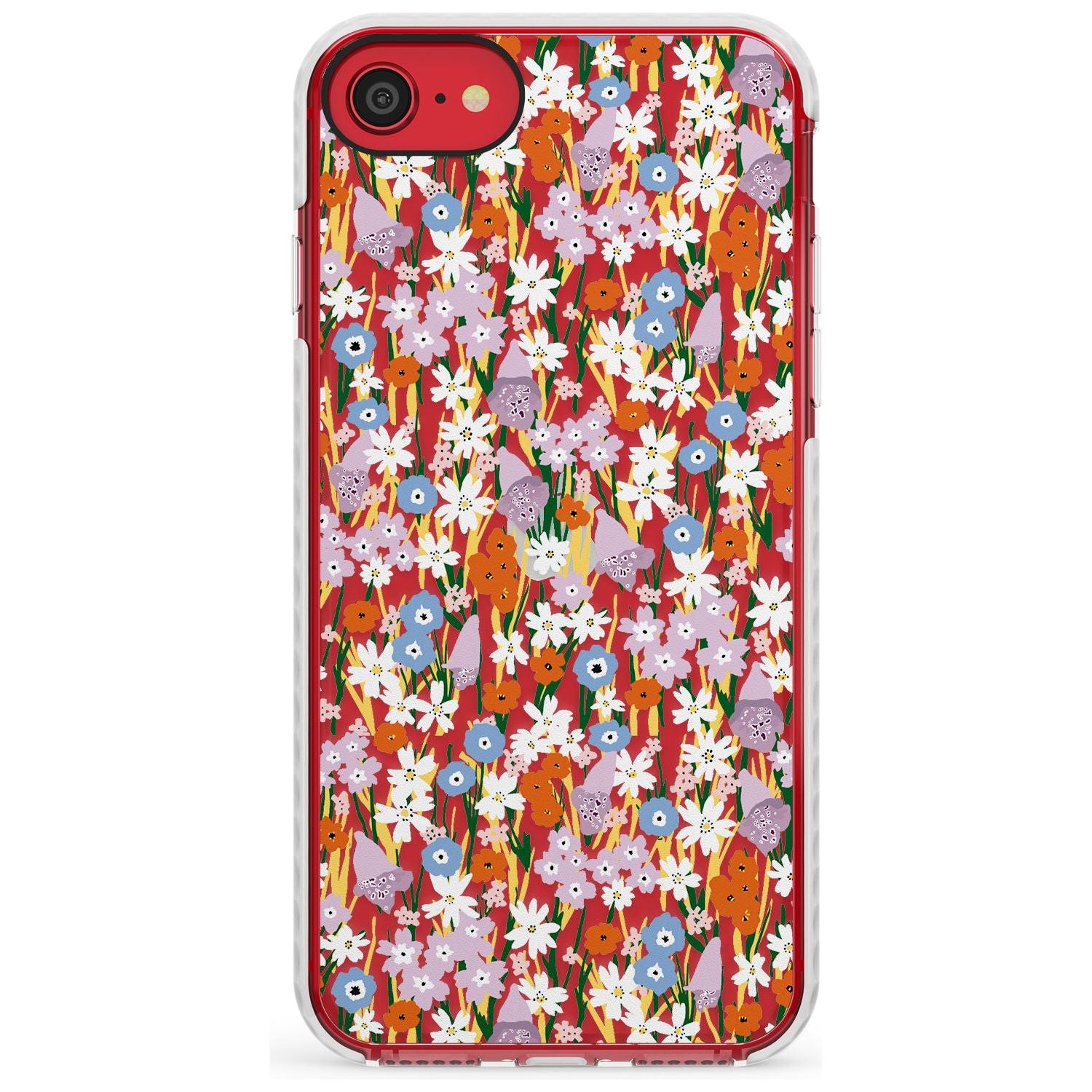 Energetic Floral Mix: Transparent Slim TPU Phone Case for iPhone SE 8 7 Plus