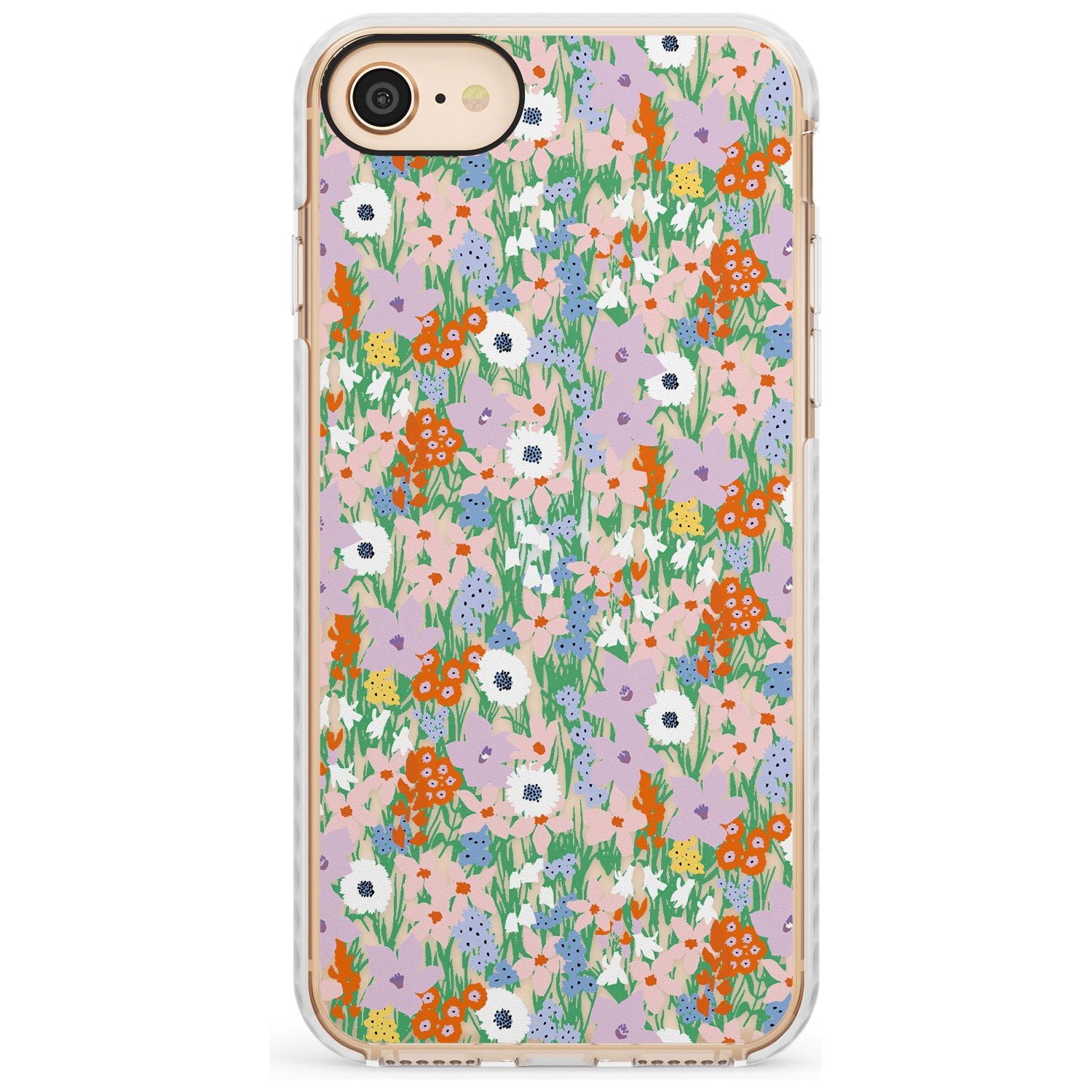 Jazzy Floral Mix: Transparent Slim TPU Phone Case for iPhone SE 8 7 Plus
