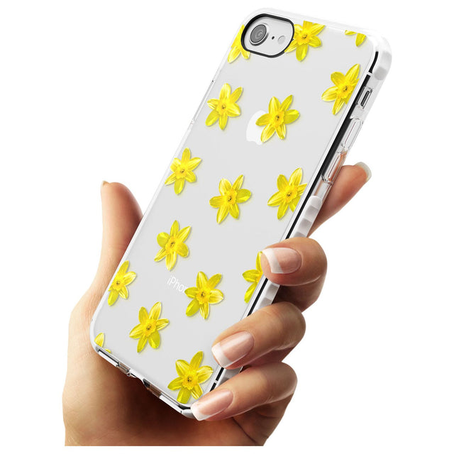 Daffodils Transparent Pattern Impact Phone Case for iPhone SE 8 7 Plus