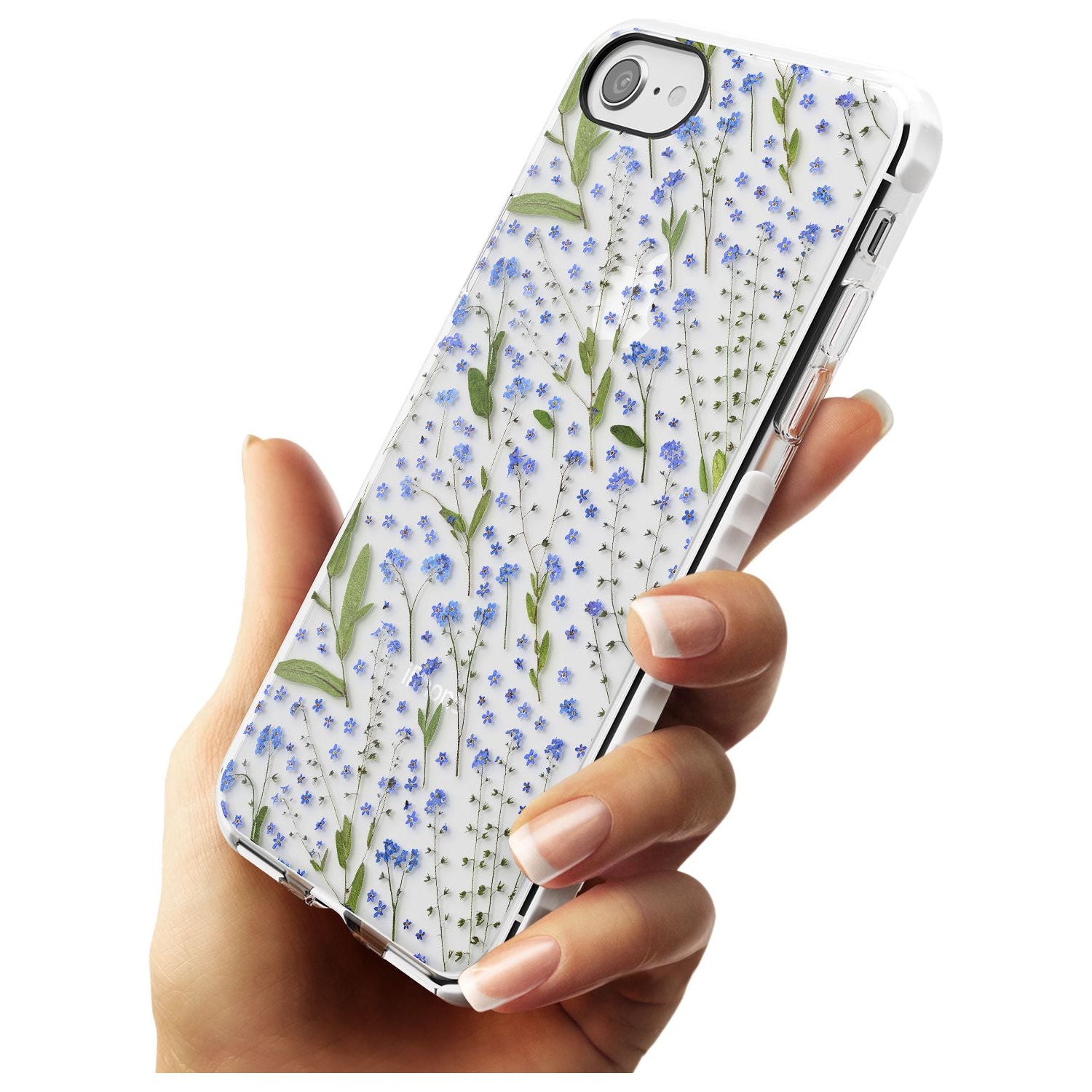 Blue Wild Flower Design Impact Phone Case for iPhone SE 8 7 Plus