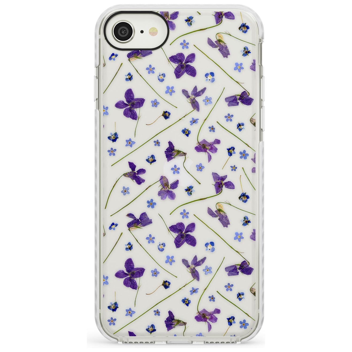 Violet & Blue Floral Pattern Design Impact Phone Case for iPhone SE 8 7 Plus