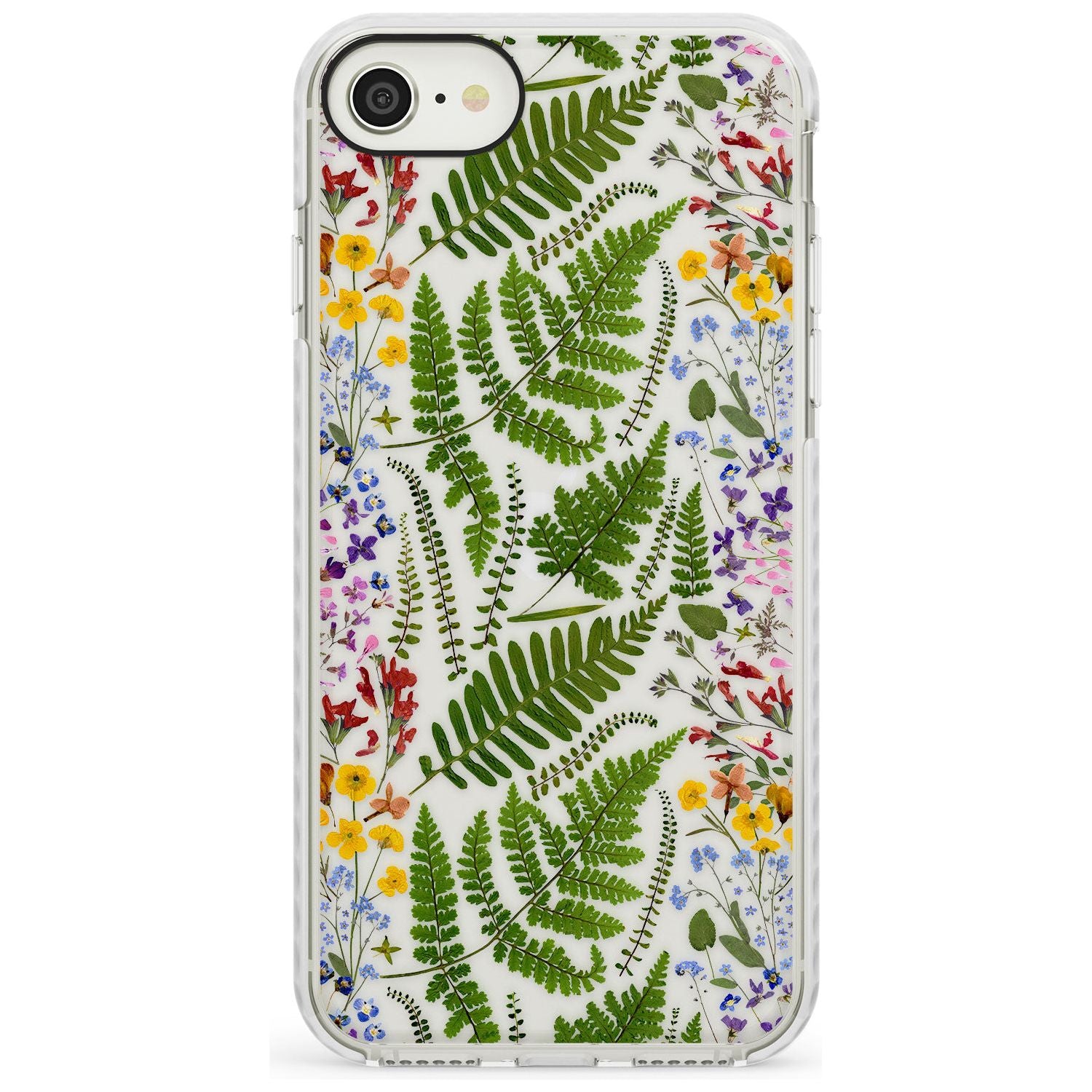 Busy Floral and Fern Design Impact Phone Case for iPhone SE 8 7 Plus