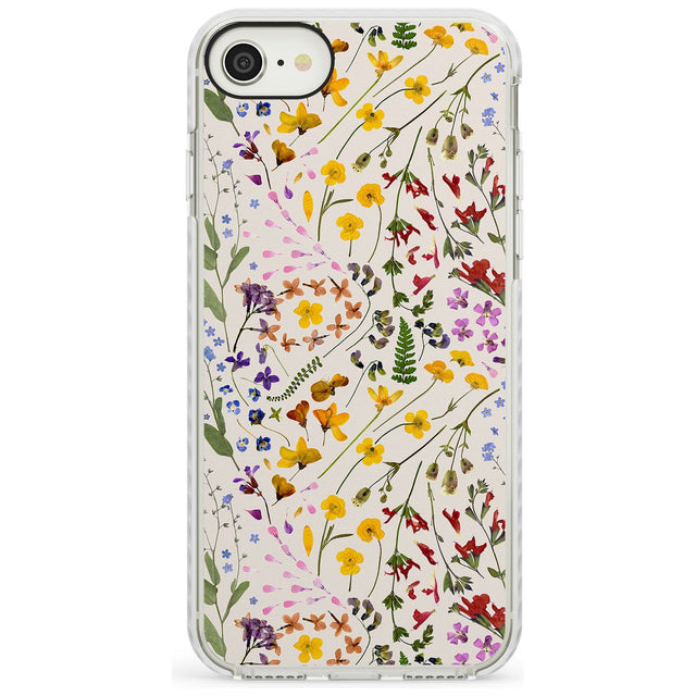 Wildflower & Leaves Cluster Design - Cream Impact Phone Case for iPhone SE 8 7 Plus