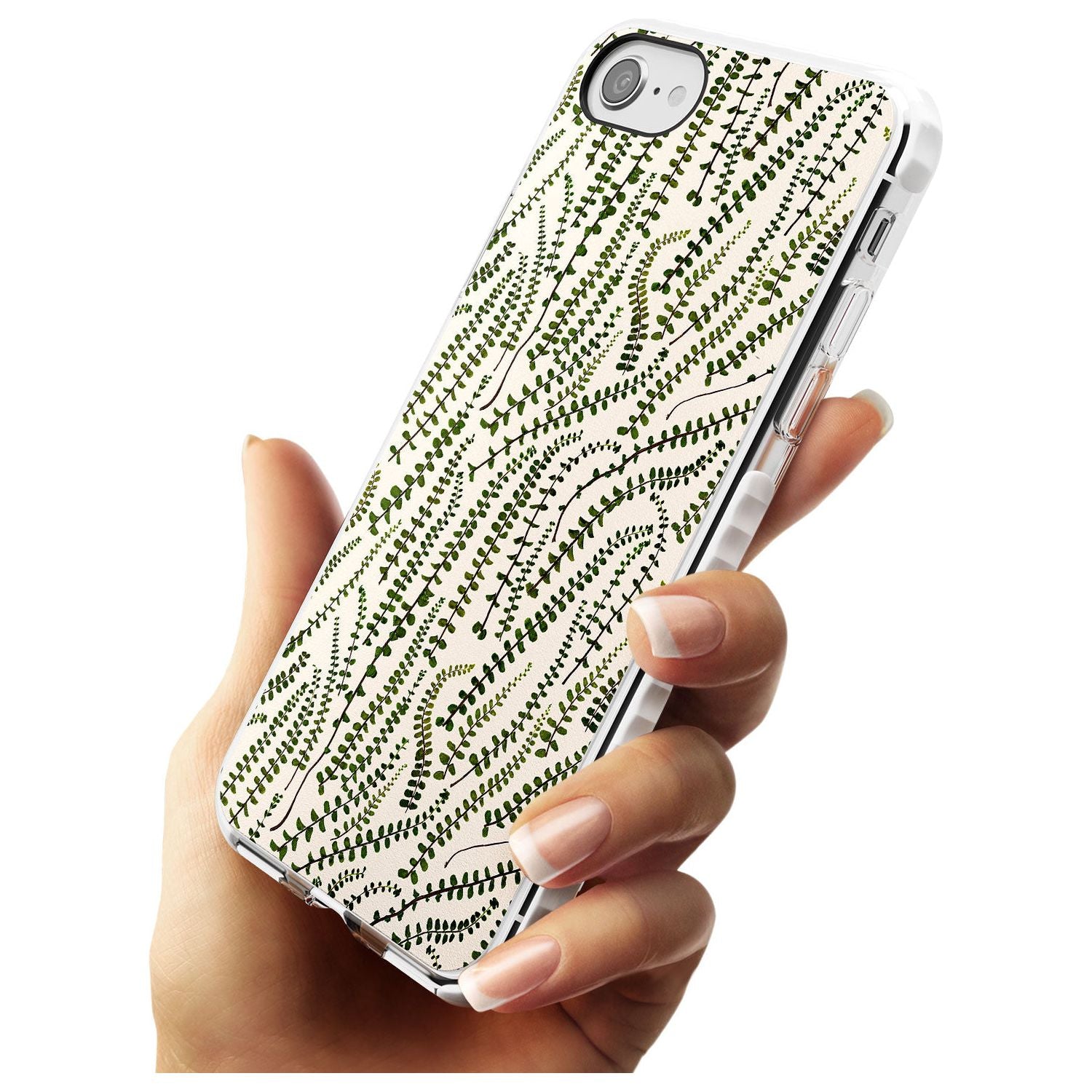 Fern Leaf Pattern Design - Cream Impact Phone Case for iPhone SE 8 7 Plus