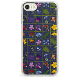 Wildflower Grid Boxes Pattern - Navy Impact Phone Case for iPhone SE 8 7 Plus