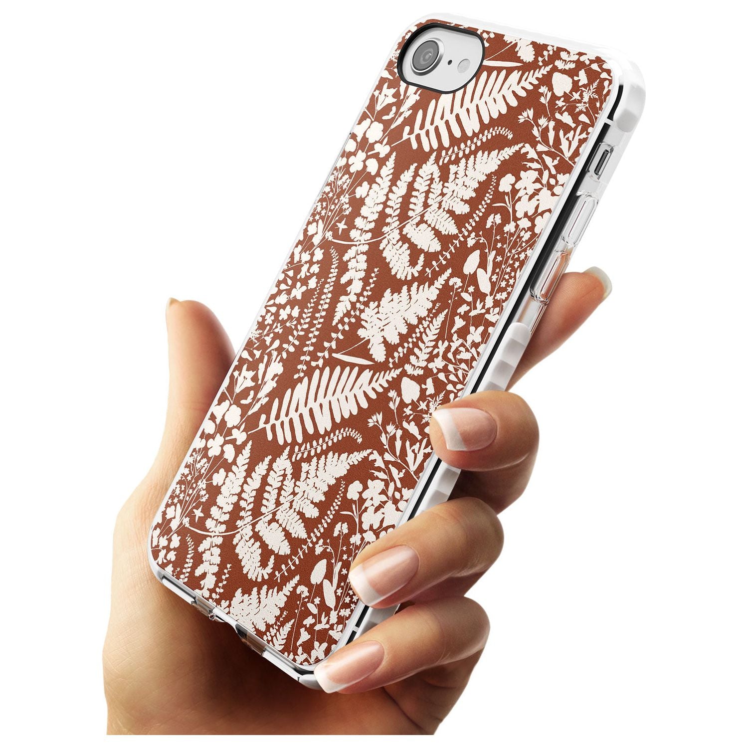 Wildflowers and Ferns on Terracotta Impact Phone Case for iPhone SE 8 7 Plus