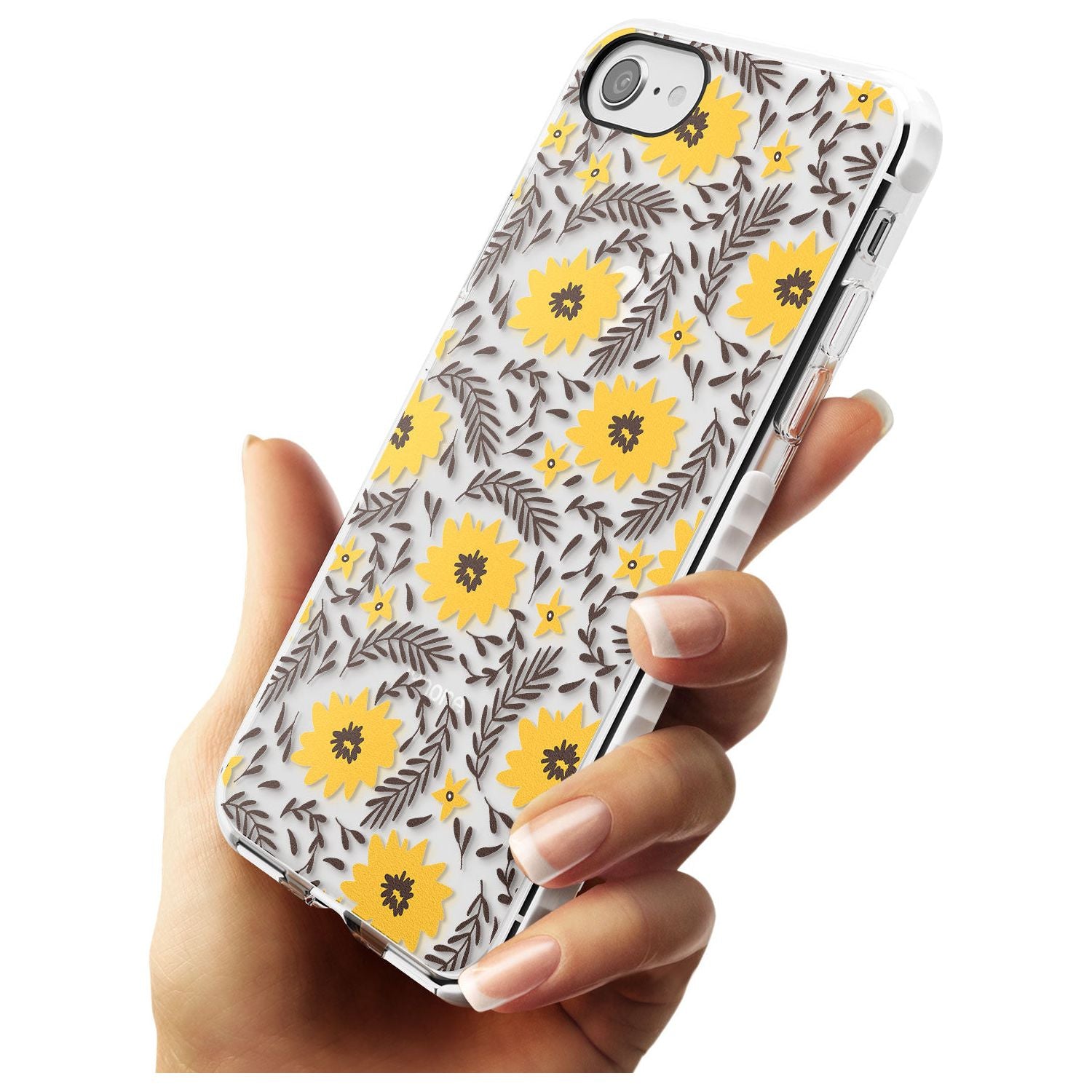 Yellow Blossoms Transparent Floral Impact Phone Case for iPhone SE 8 7 Plus