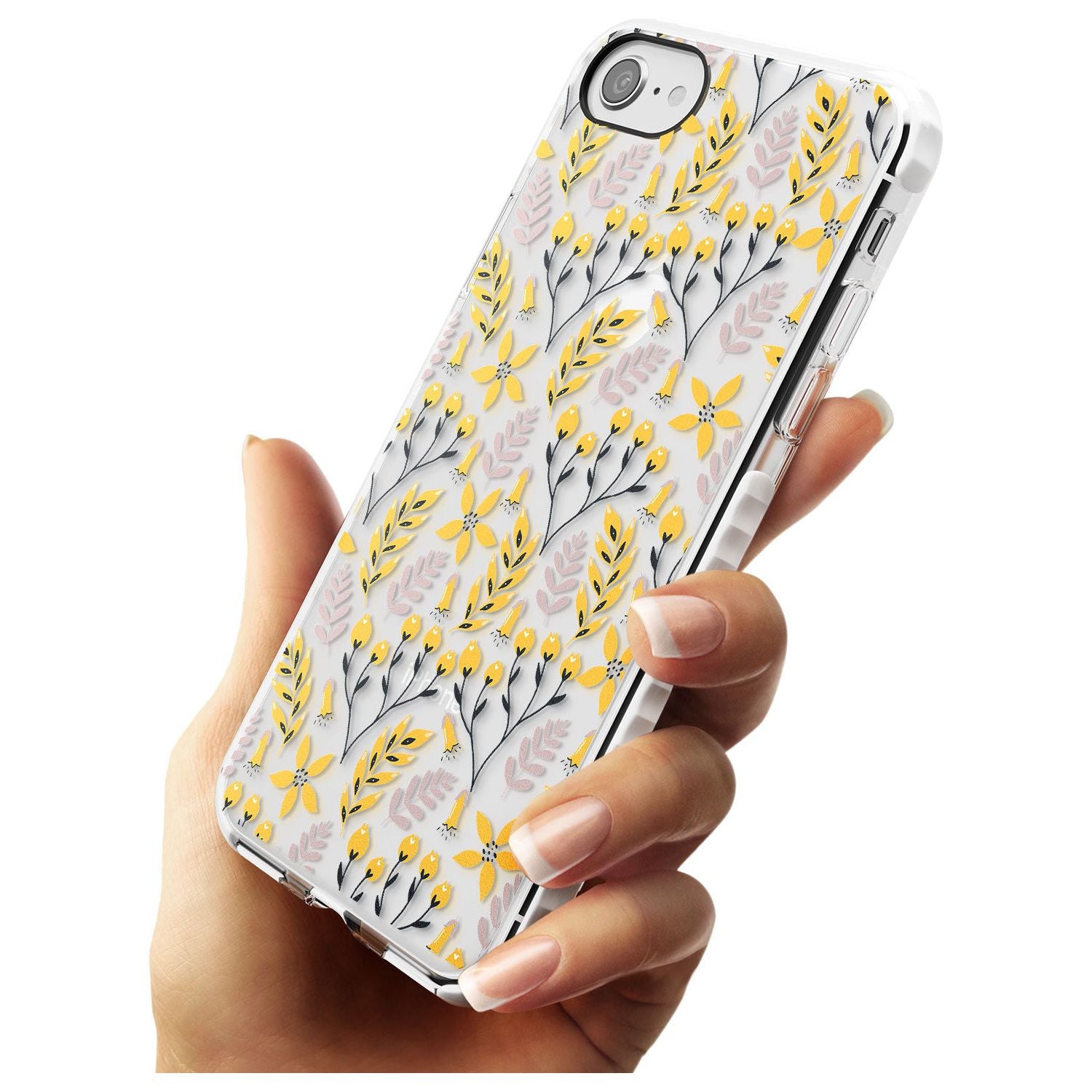 Yellow Leaves Transparent Floral Impact Phone Case for iPhone SE 8 7 Plus