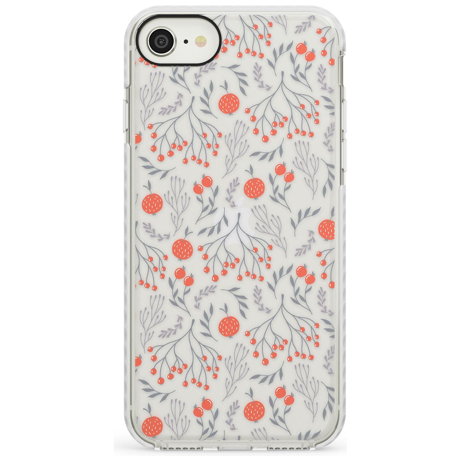 Red Fruits Transparent Floral Impact Phone Case for iPhone SE 8 7 Plus