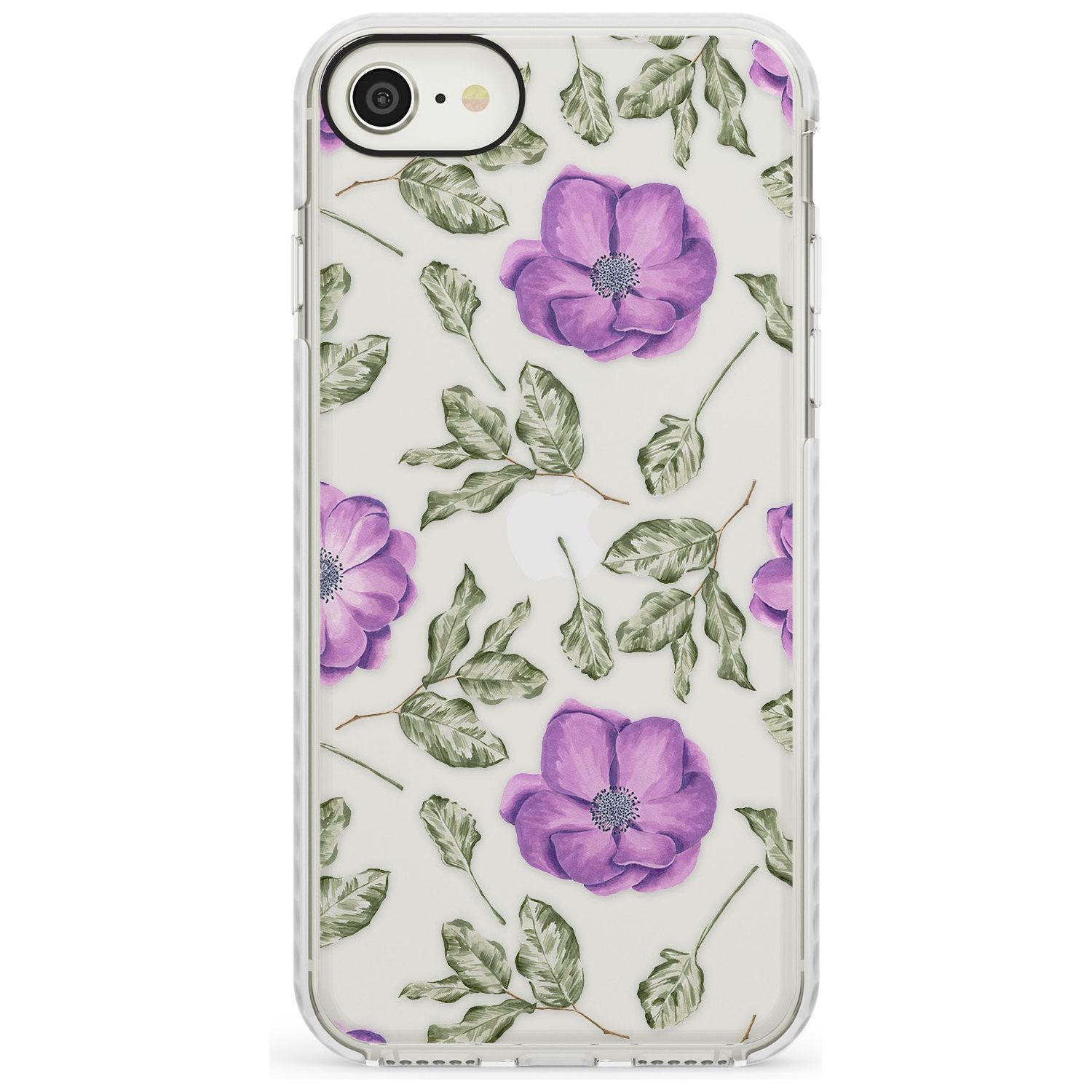 Purple Blossoms Transparent Floral Impact Phone Case for iPhone SE 8 7 Plus