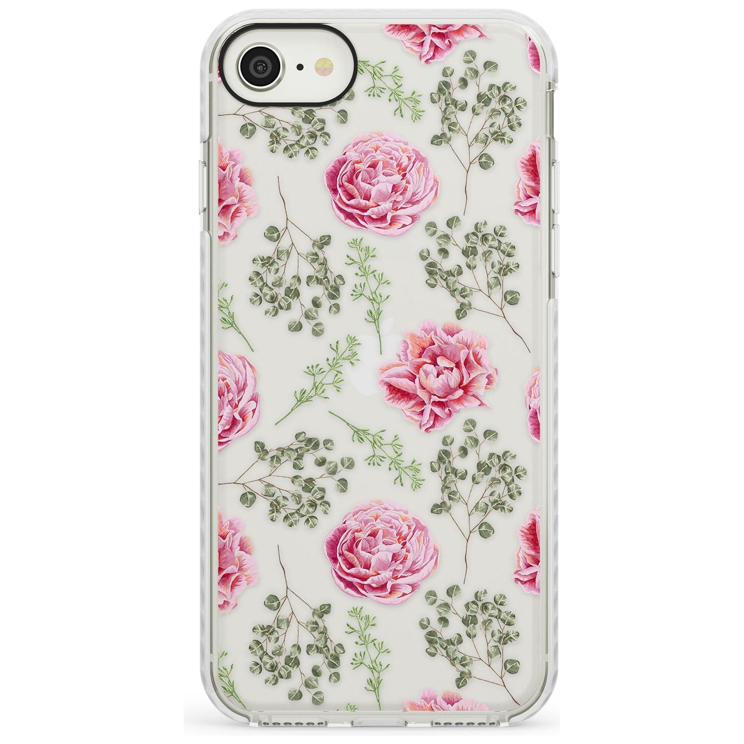Roses & Eucalyptus Transparent Floral Impact Phone Case for iPhone SE 8 7 Plus
