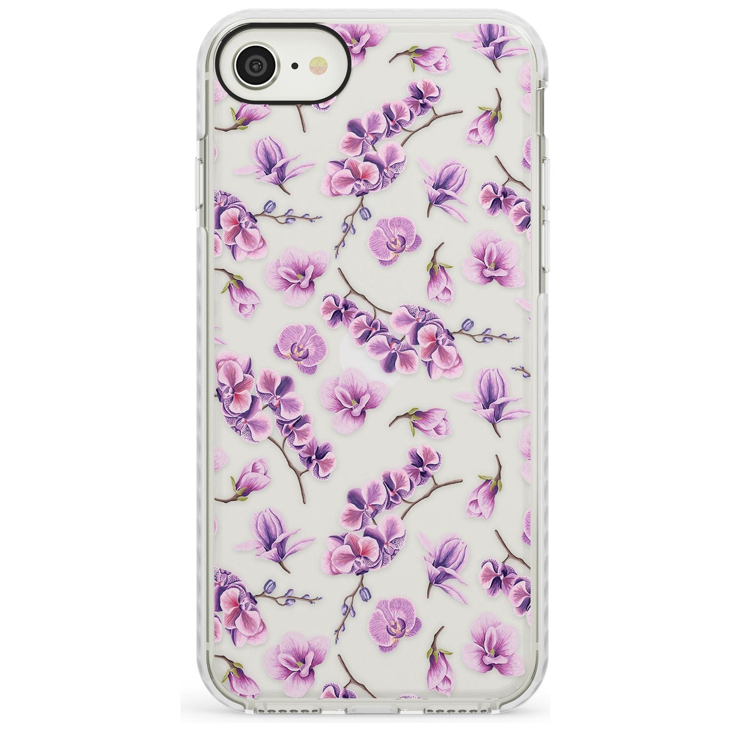 Purple Orchids Transparent Floral Impact Phone Case for iPhone SE 8 7 Plus