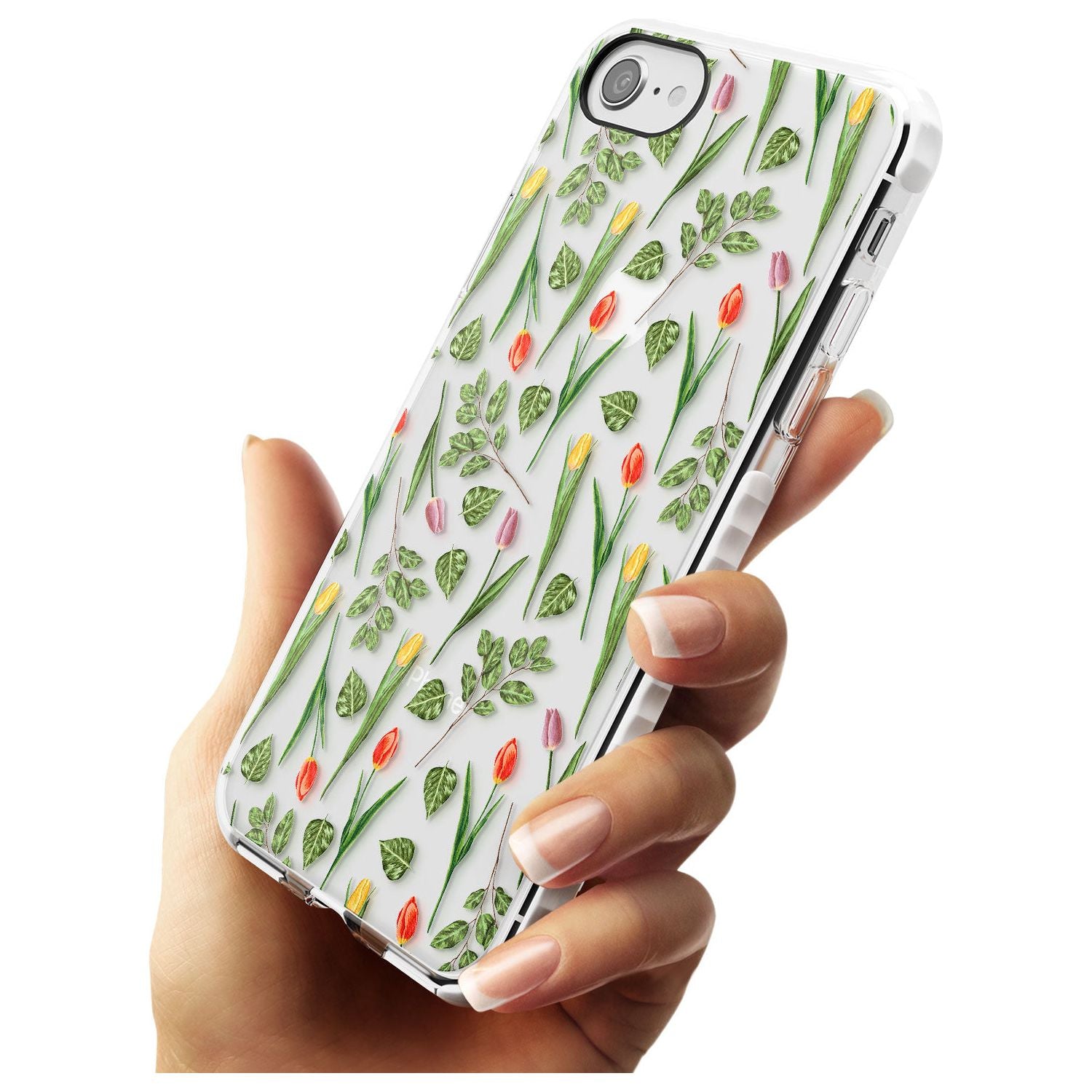 Spring Tulips Transparent Floral Impact Phone Case for iPhone SE 8 7 Plus