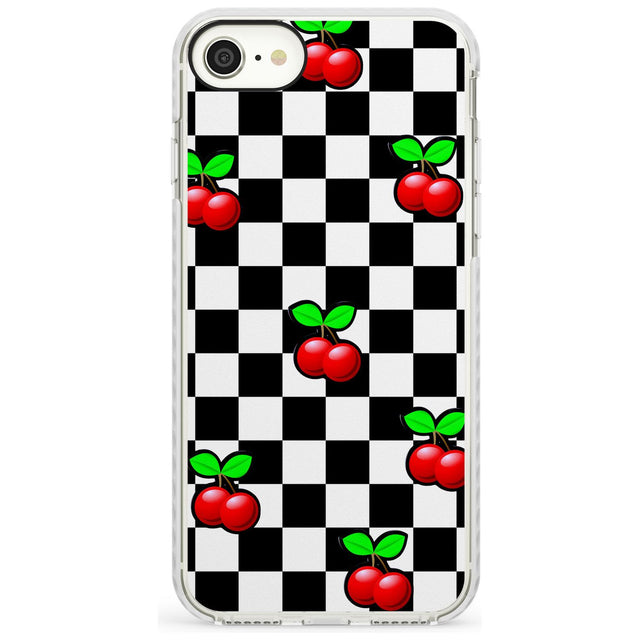 Checkered Cherry Impact Phone Case for iPhone SE 8 7 Plus