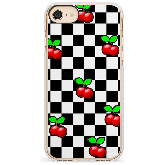 Checkered Cherry Impact Phone Case for iPhone SE 8 7 Plus