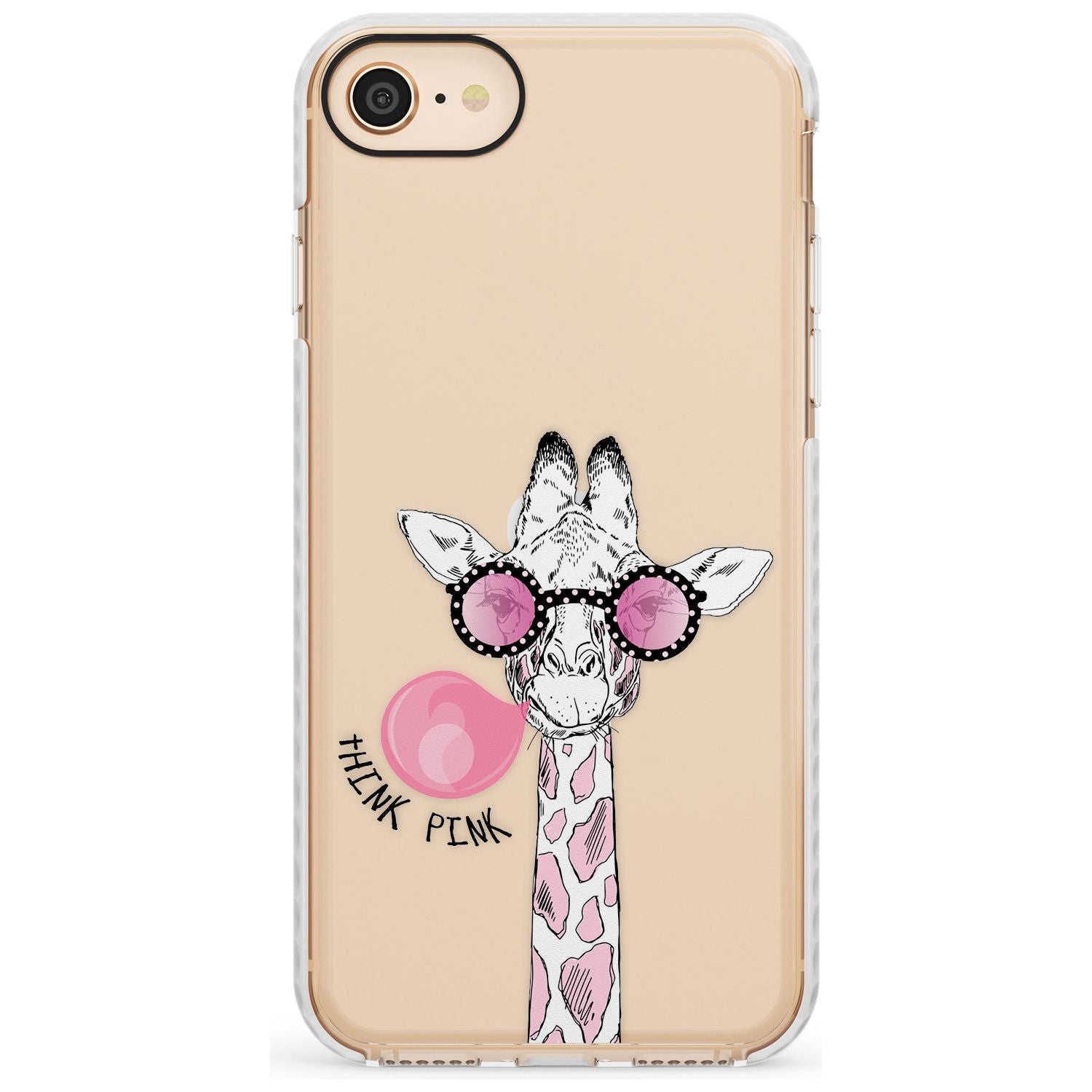 Think Pink Giraffe Impact Phone Case for iPhone SE 8 7 Plus