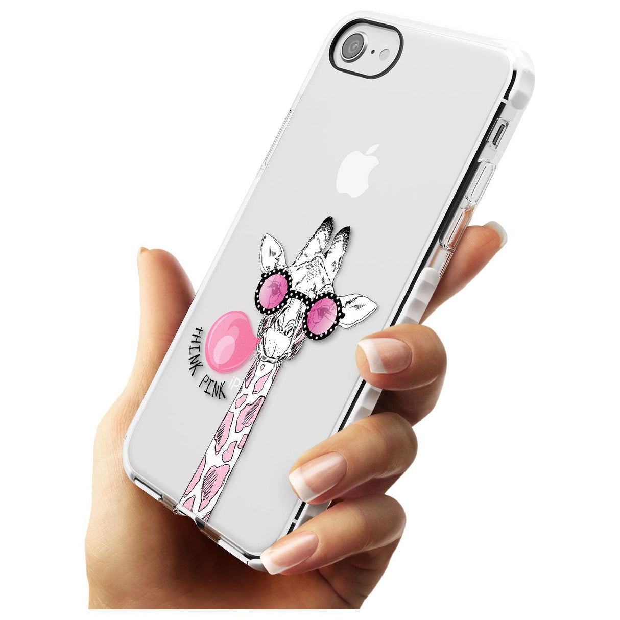 Think Pink Giraffe Impact Phone Case for iPhone SE 8 7 Plus