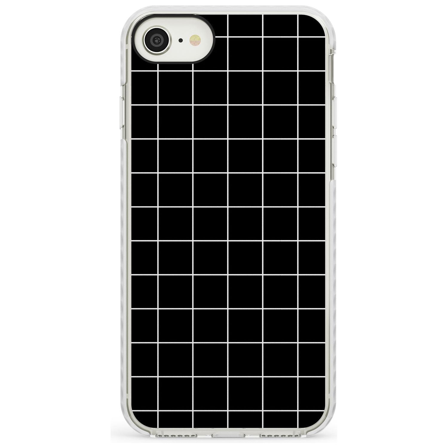 Simplistic Large Grid Pattern Black Impact Phone Case for iPhone SE 8 7 Plus