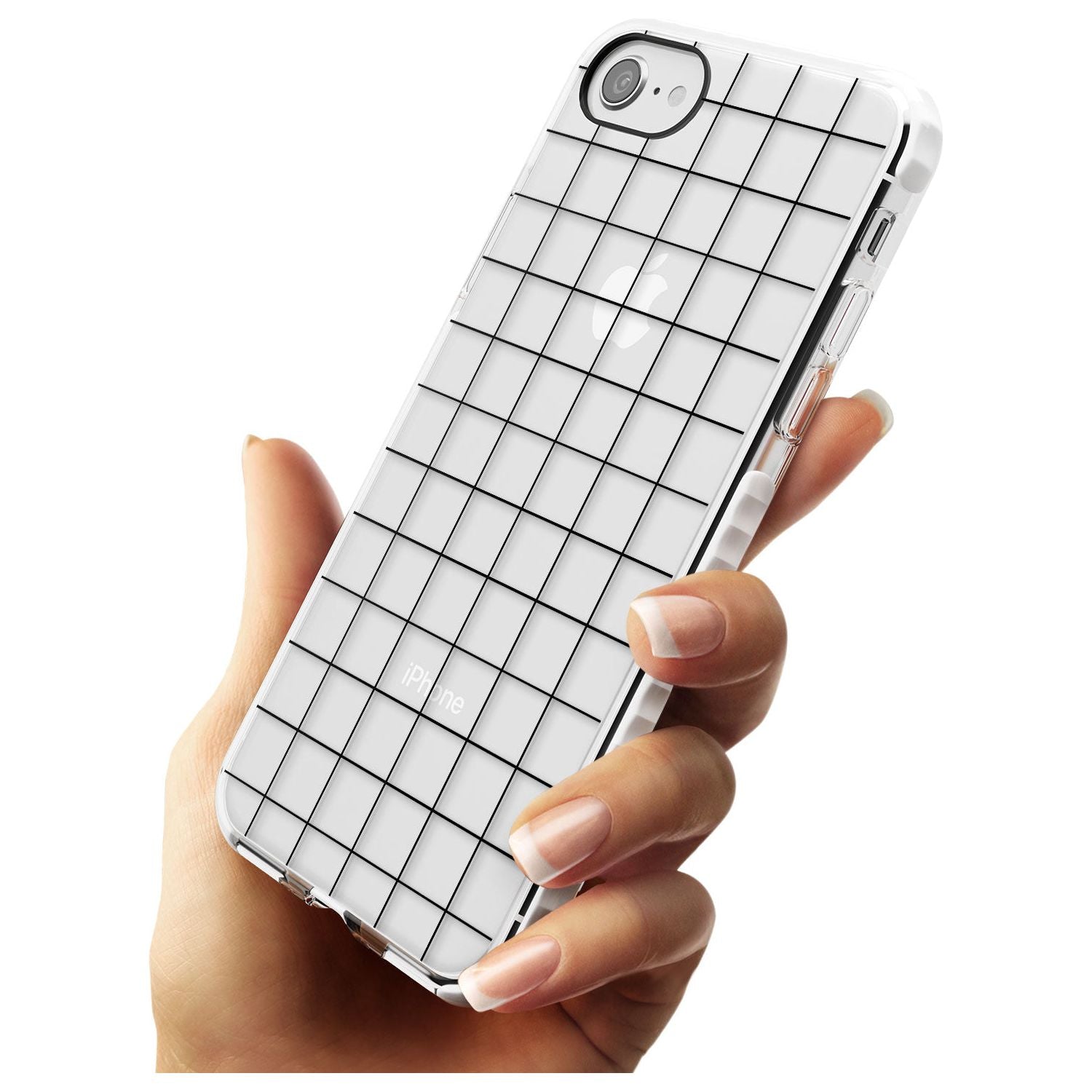 Simplistic Large Grid Pattern Black (Transparent) Impact Phone Case for iPhone SE 8 7 Plus