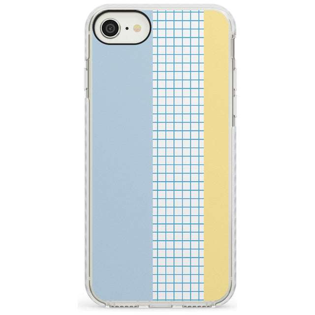 Abstract Grid Blue & Yellow Impact Phone Case for iPhone SE 8 7 Plus