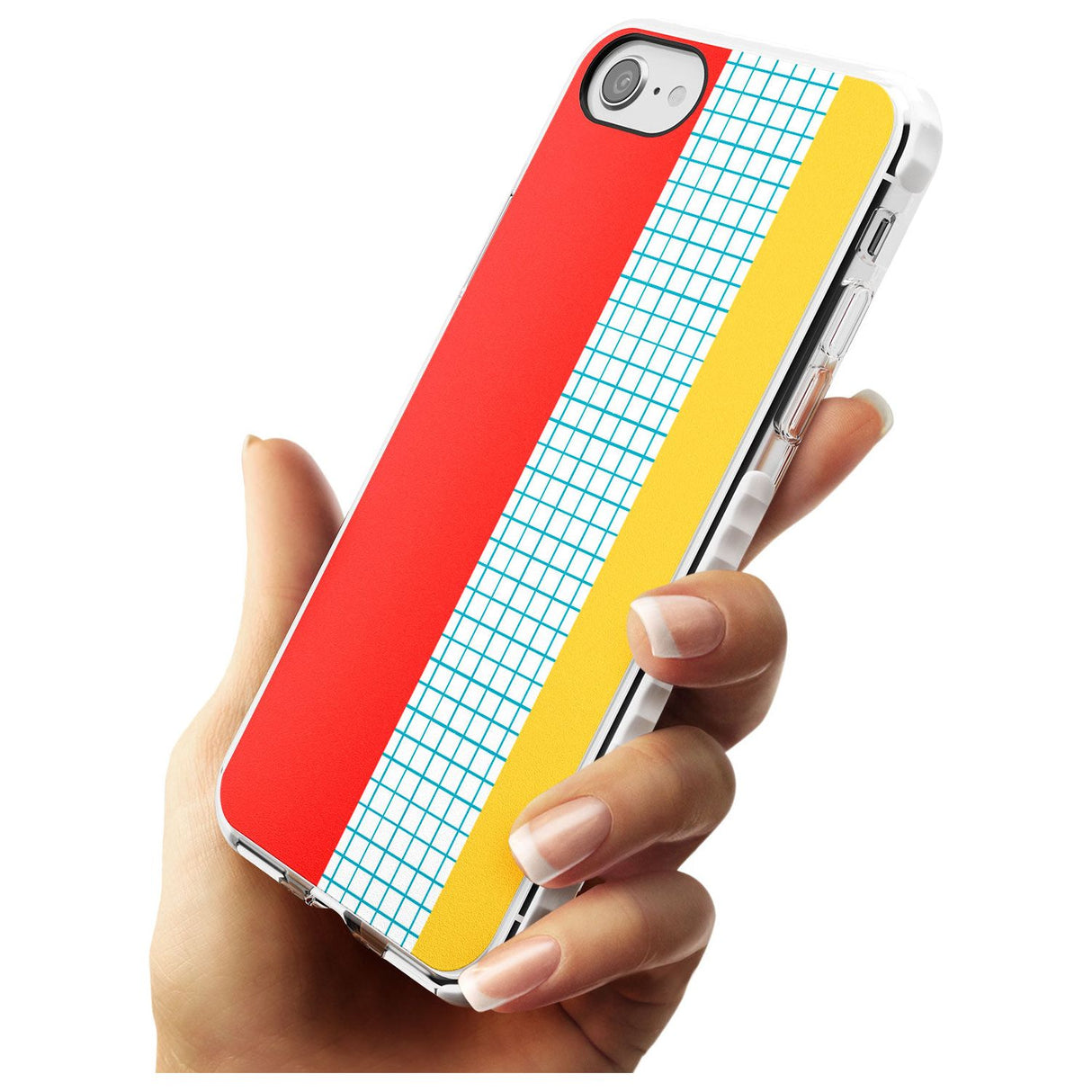 Abstract Grid Red, Blue, Yellow Impact Phone Case for iPhone SE 8 7 Plus