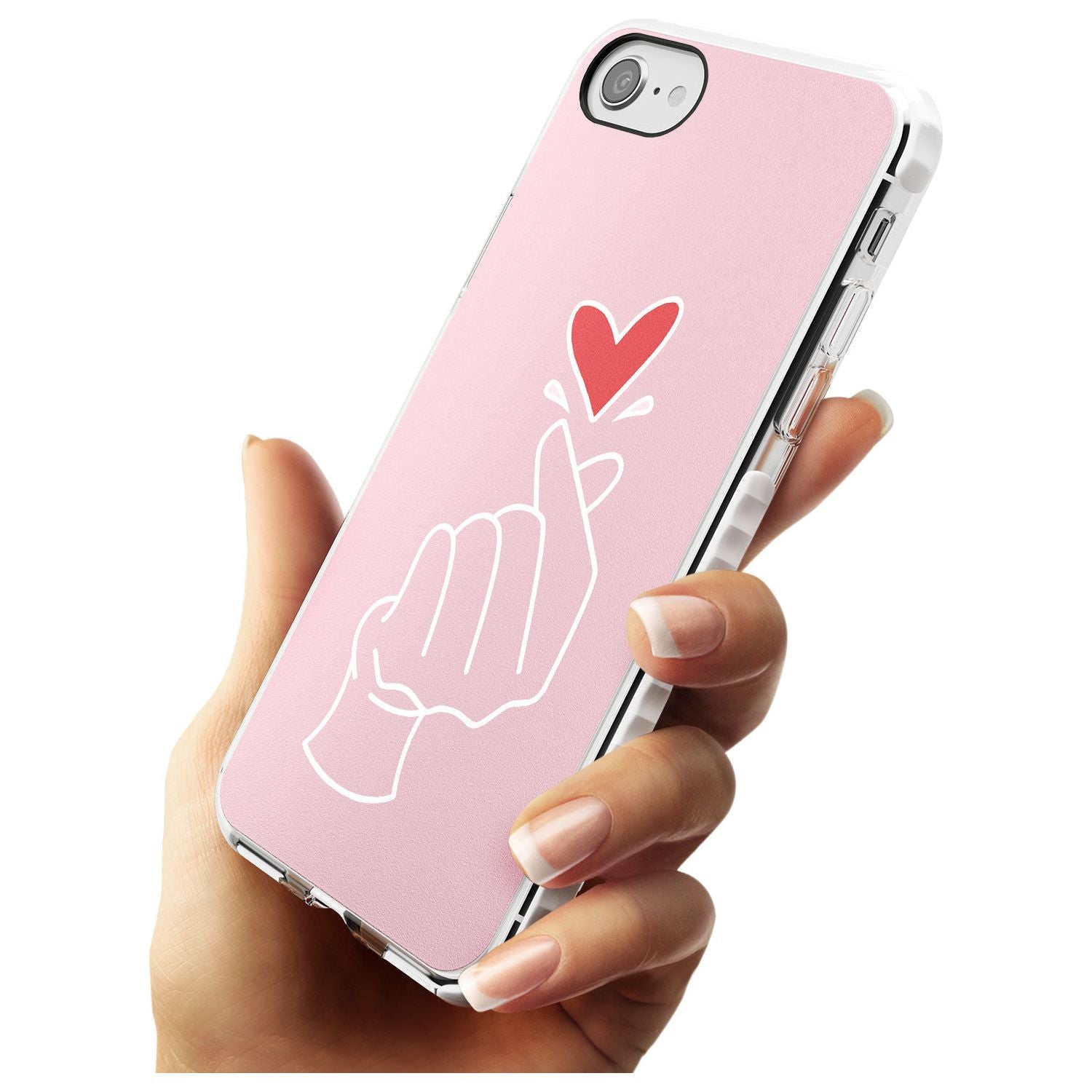 Finger Heart in Pink Slim TPU Phone Case for iPhone SE 8 7 Plus