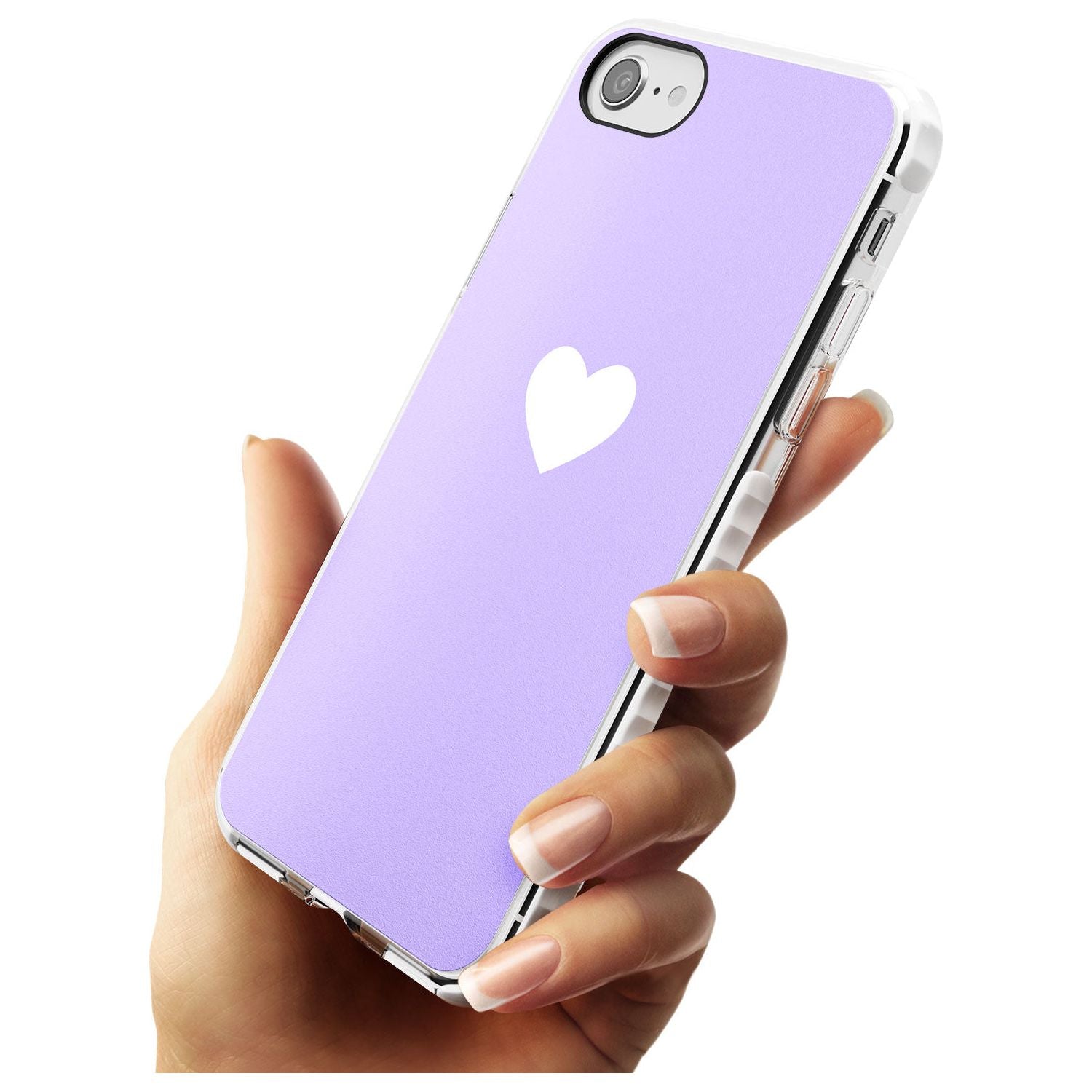 Single Heart White & Pale Purple Impact Phone Case for iPhone SE 8 7 Plus