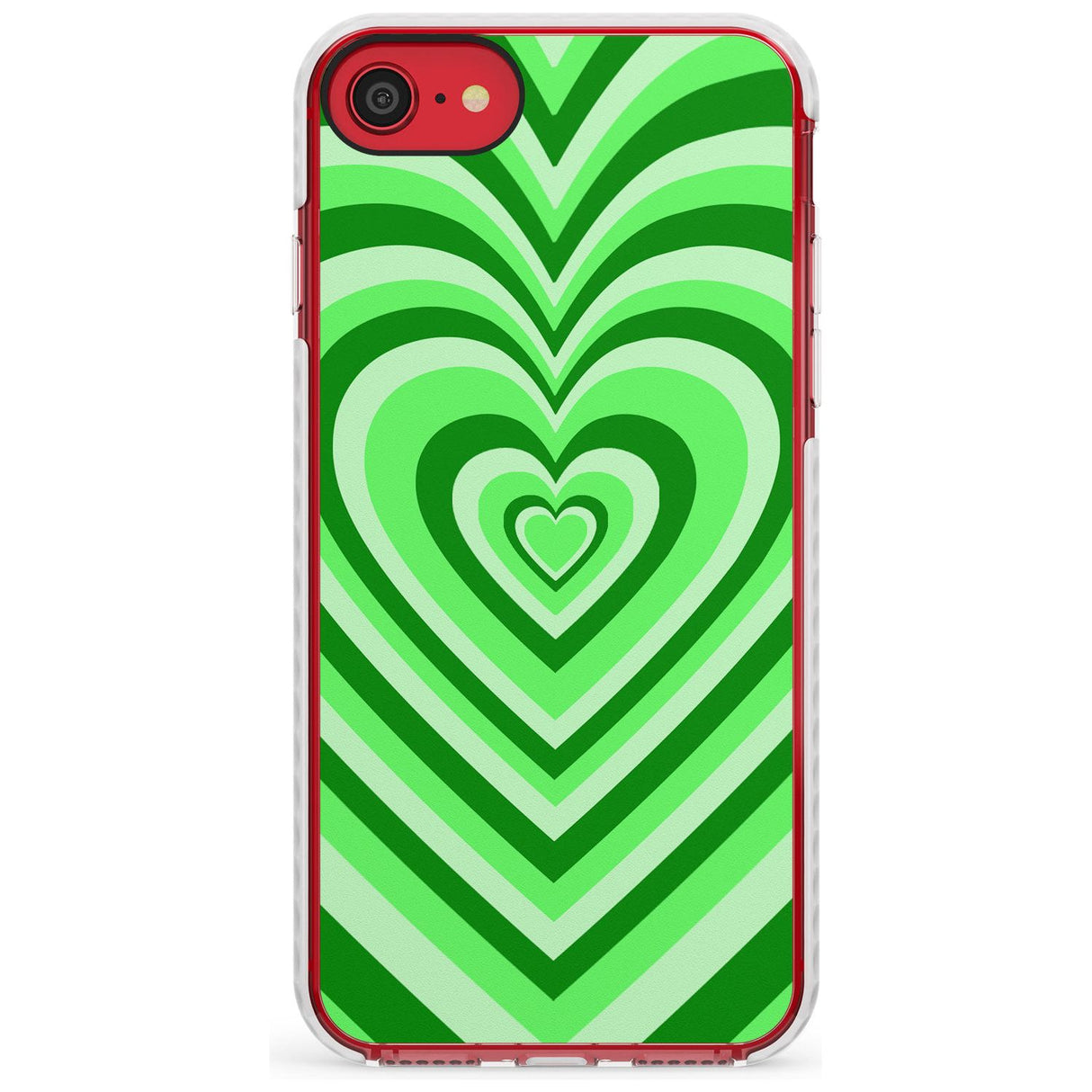 Green Heart Illusion Impact Phone Case for iPhone SE 8 7 Plus