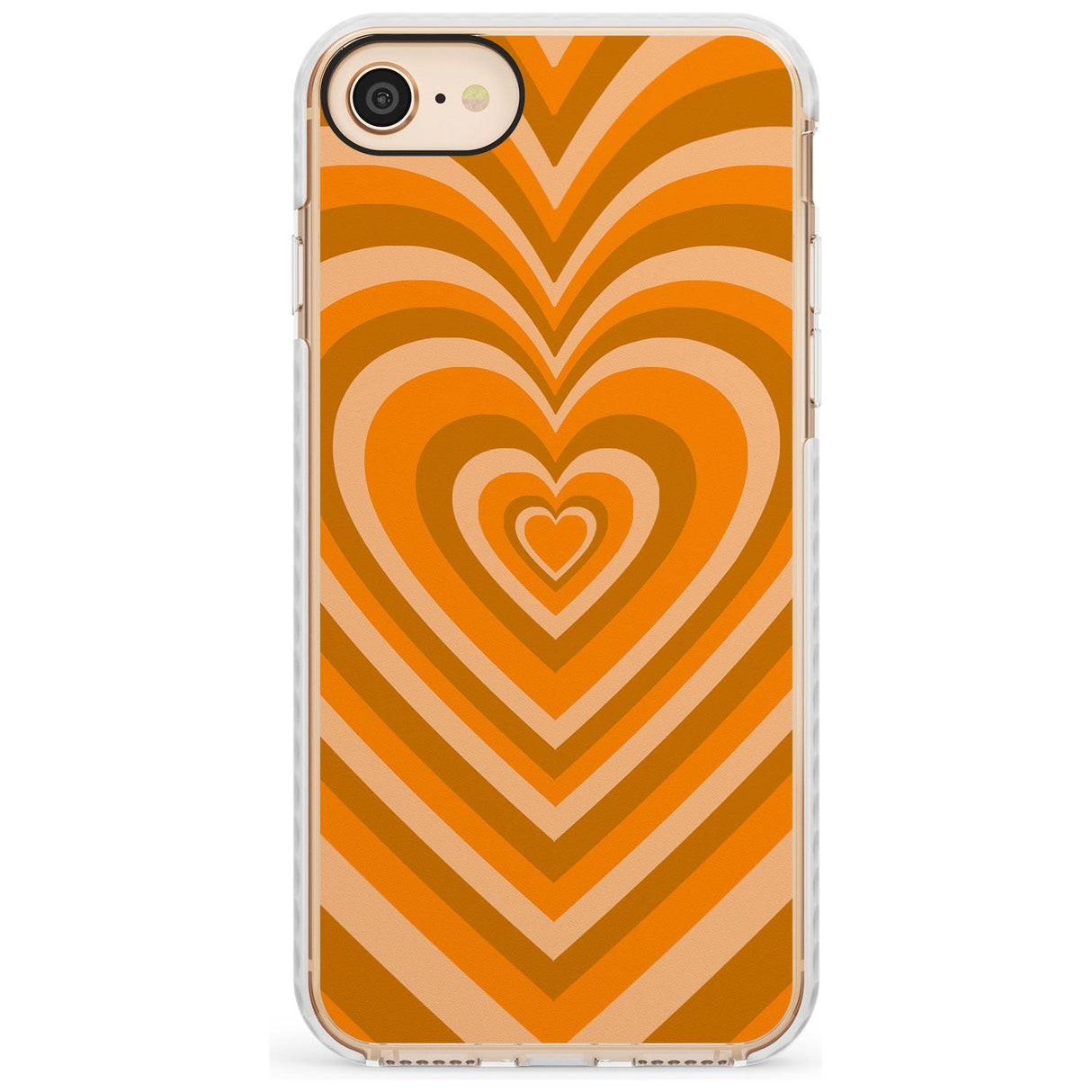 Orange Heart Illusion Impact Phone Case for iPhone SE 8 7 Plus