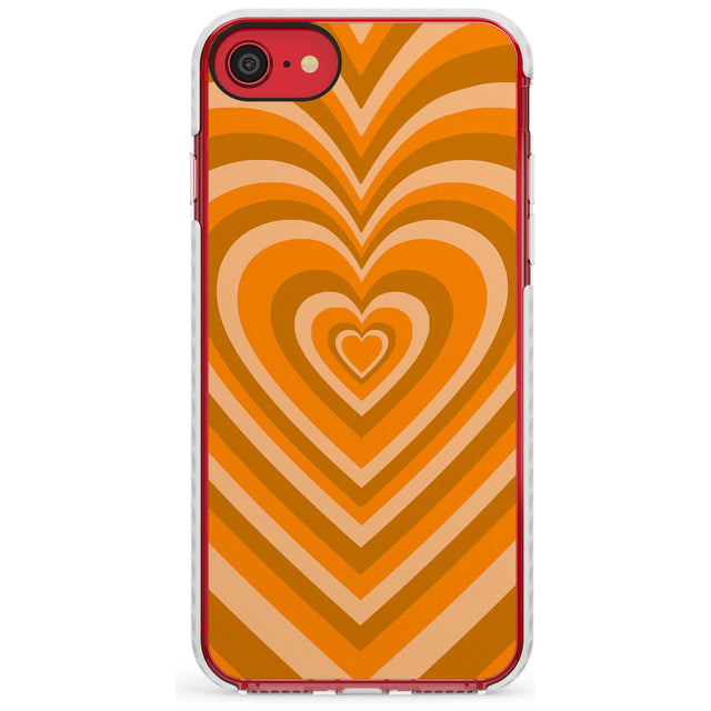 Orange Heart Illusion Impact Phone Case for iPhone SE 8 7 Plus
