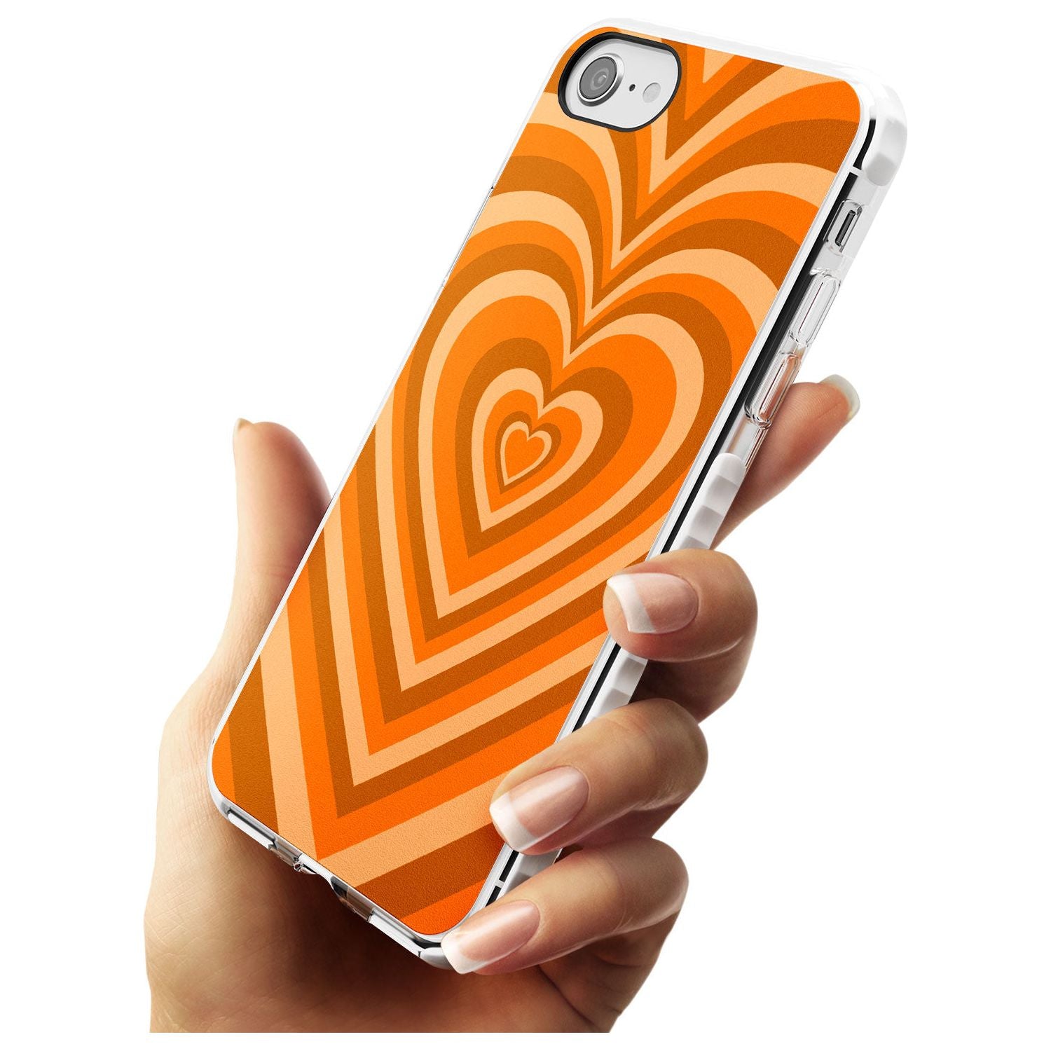 Orange Heart Illusion Impact Phone Case for iPhone SE 8 7 Plus