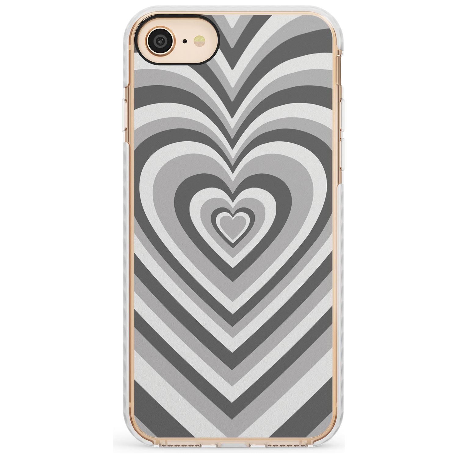 Monochrome Heart Illusion Impact Phone Case for iPhone SE 8 7 Plus