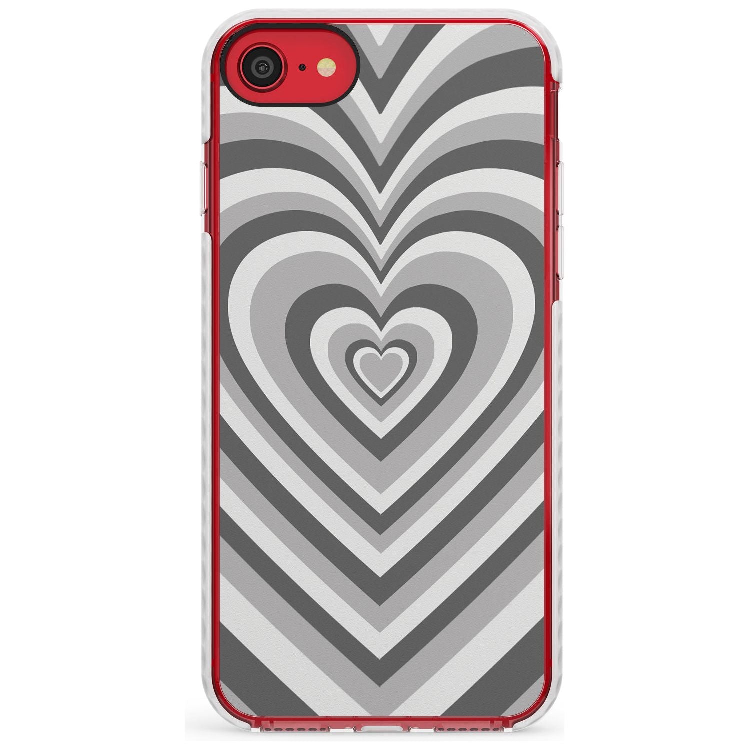 Monochrome Heart Illusion Impact Phone Case for iPhone SE 8 7 Plus