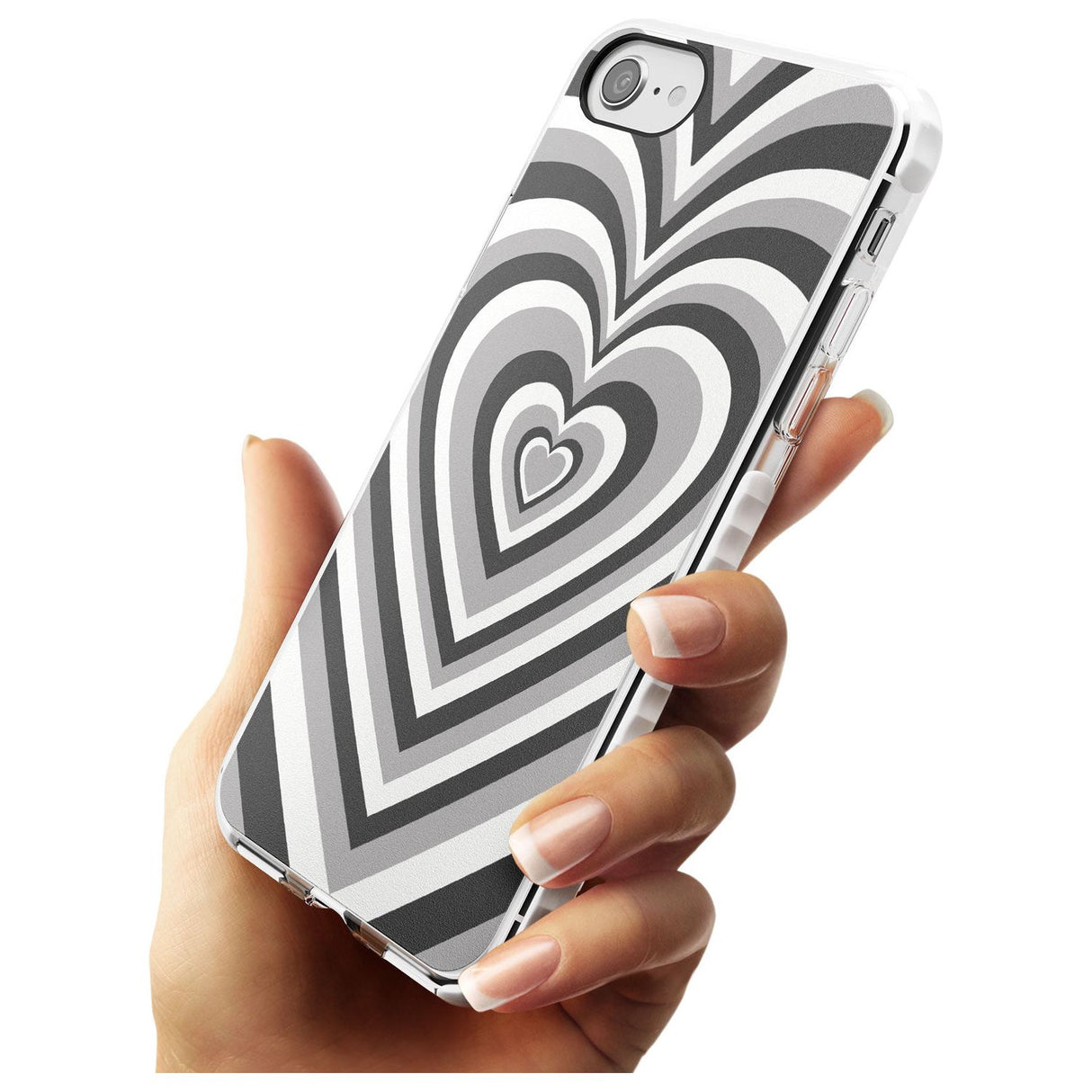 Monochrome Heart Illusion Impact Phone Case for iPhone SE 8 7 Plus