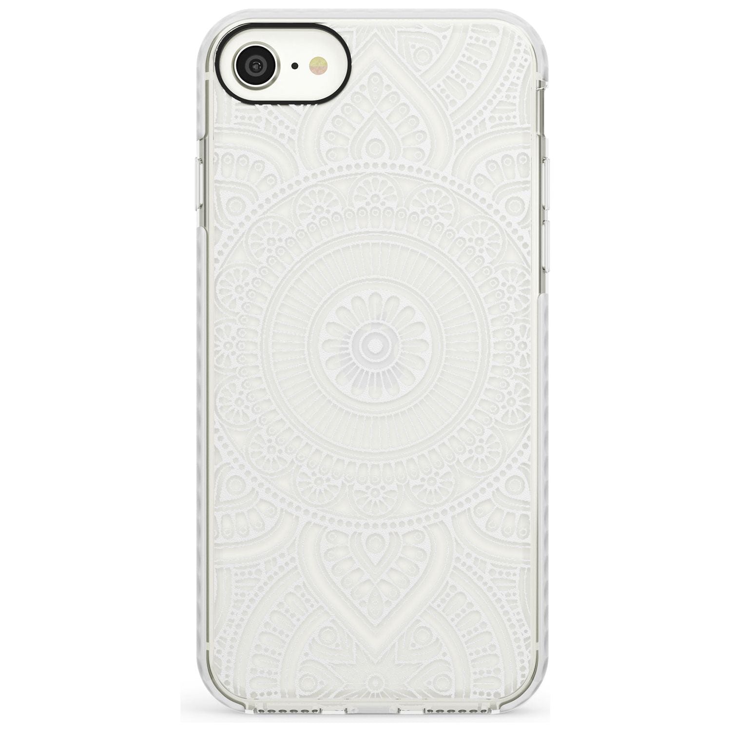 White Henna Flower Wheel Impact Phone Case for iPhone SE 8 7 Plus