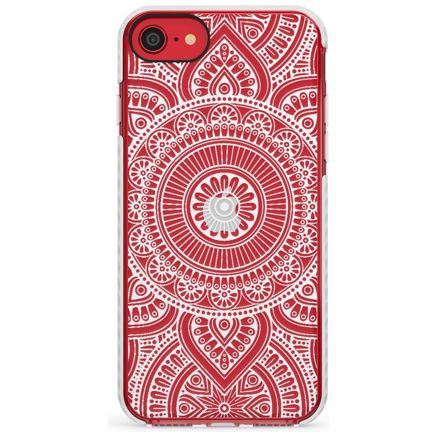 White Henna Flower Wheel Impact Phone Case for iPhone SE 8 7 Plus