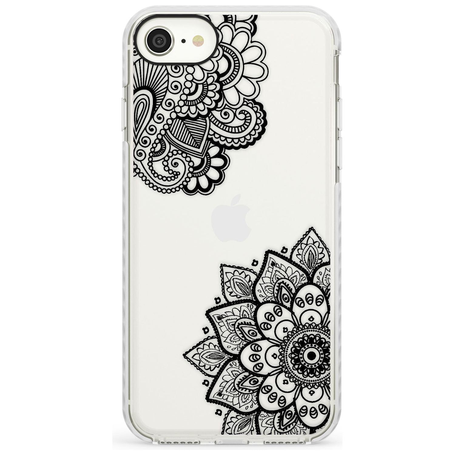 Black Henna Florals Impact Phone Case for iPhone SE 8 7 Plus