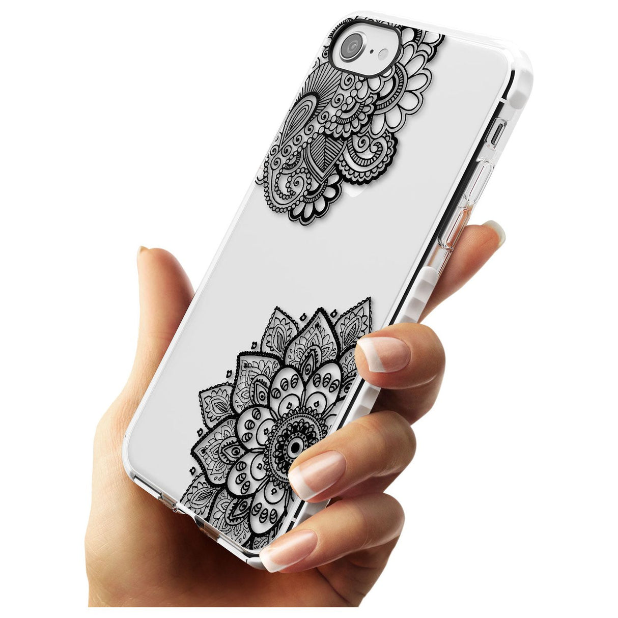 Black Henna Florals Impact Phone Case for iPhone SE 8 7 Plus