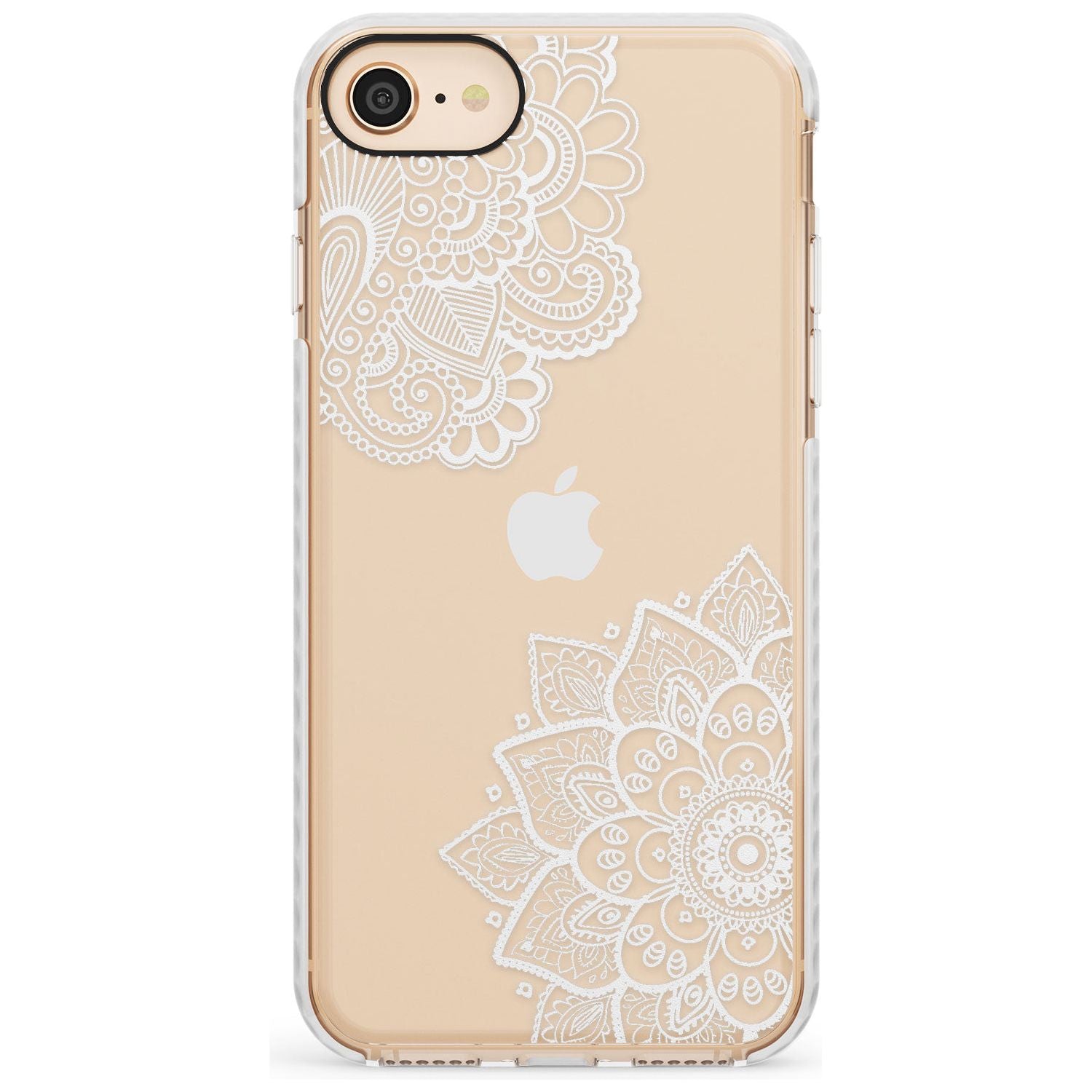 White Henna Florals Impact Phone Case for iPhone SE 8 7 Plus