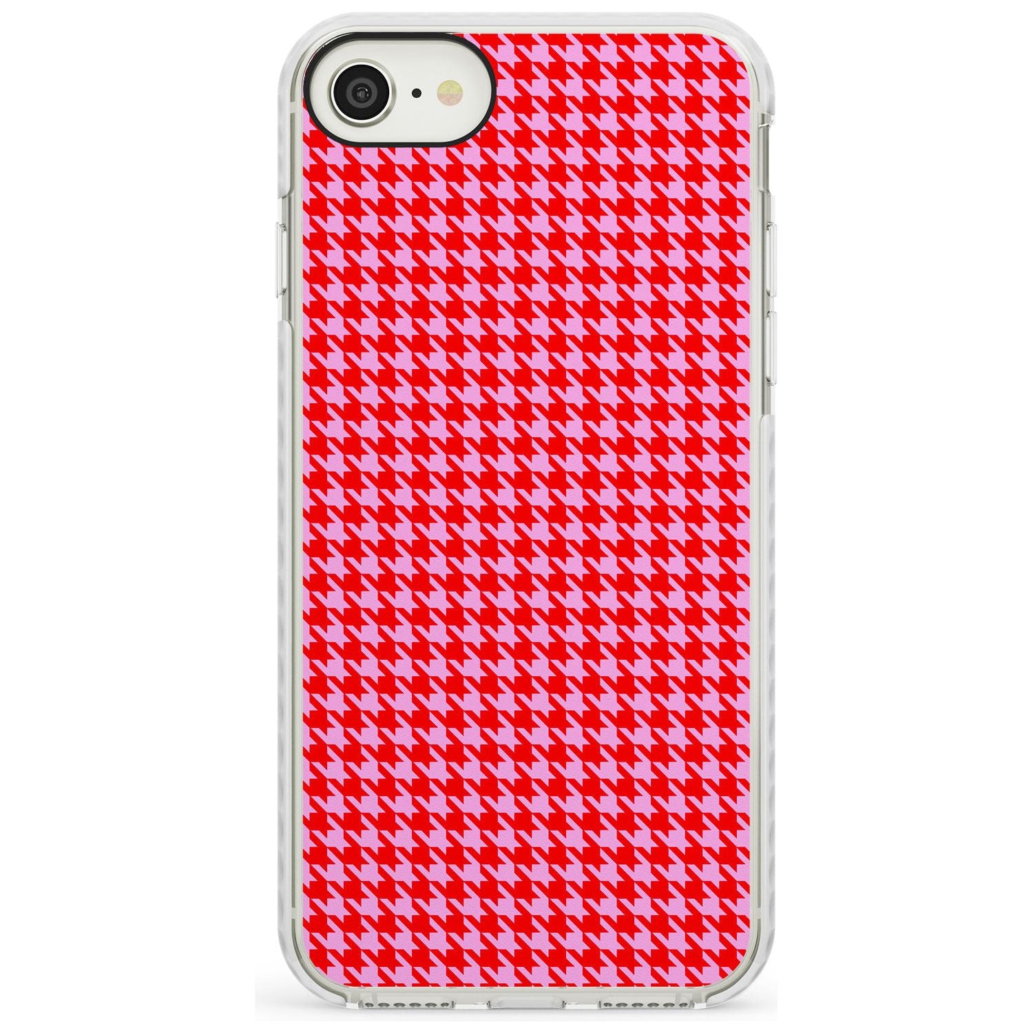 Neon Pink & Red Houndstooth Pattern Impact Phone Case for iPhone SE 8 7 Plus