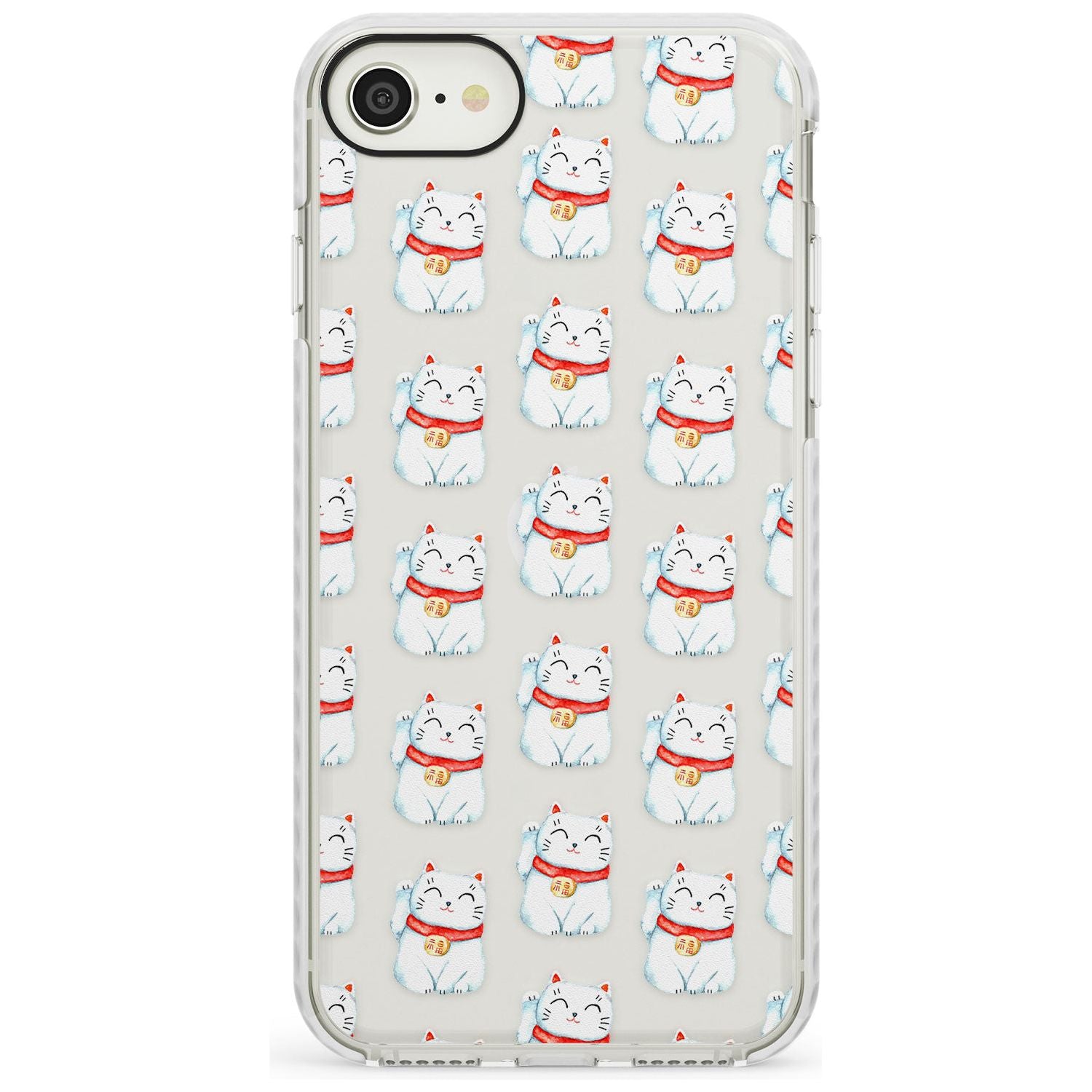 Lucky Cat Maneki-Neko Japanese Pattern Impact Phone Case for iPhone SE 8 7 Plus