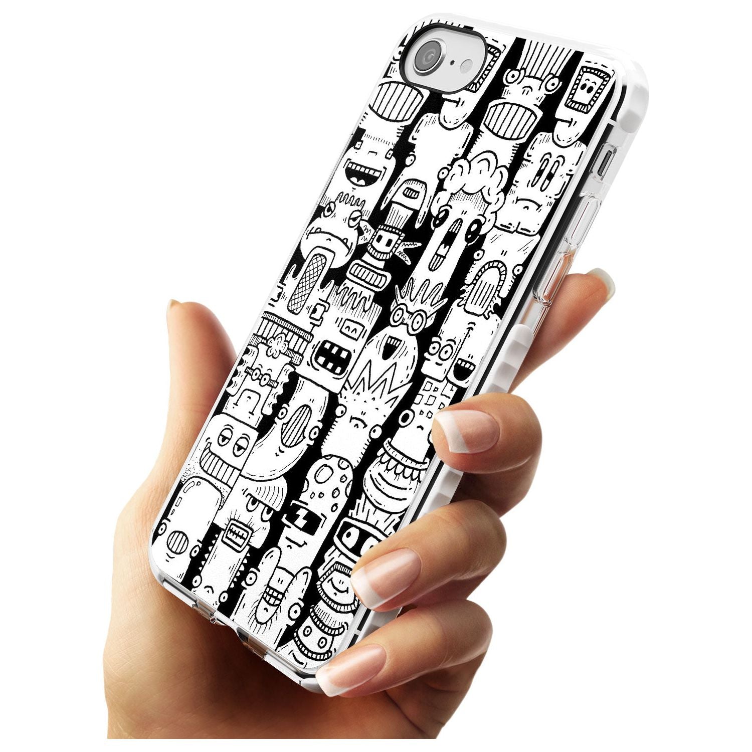 Monochrome Heads Impact Phone Case for iPhone SE 8 7 Plus